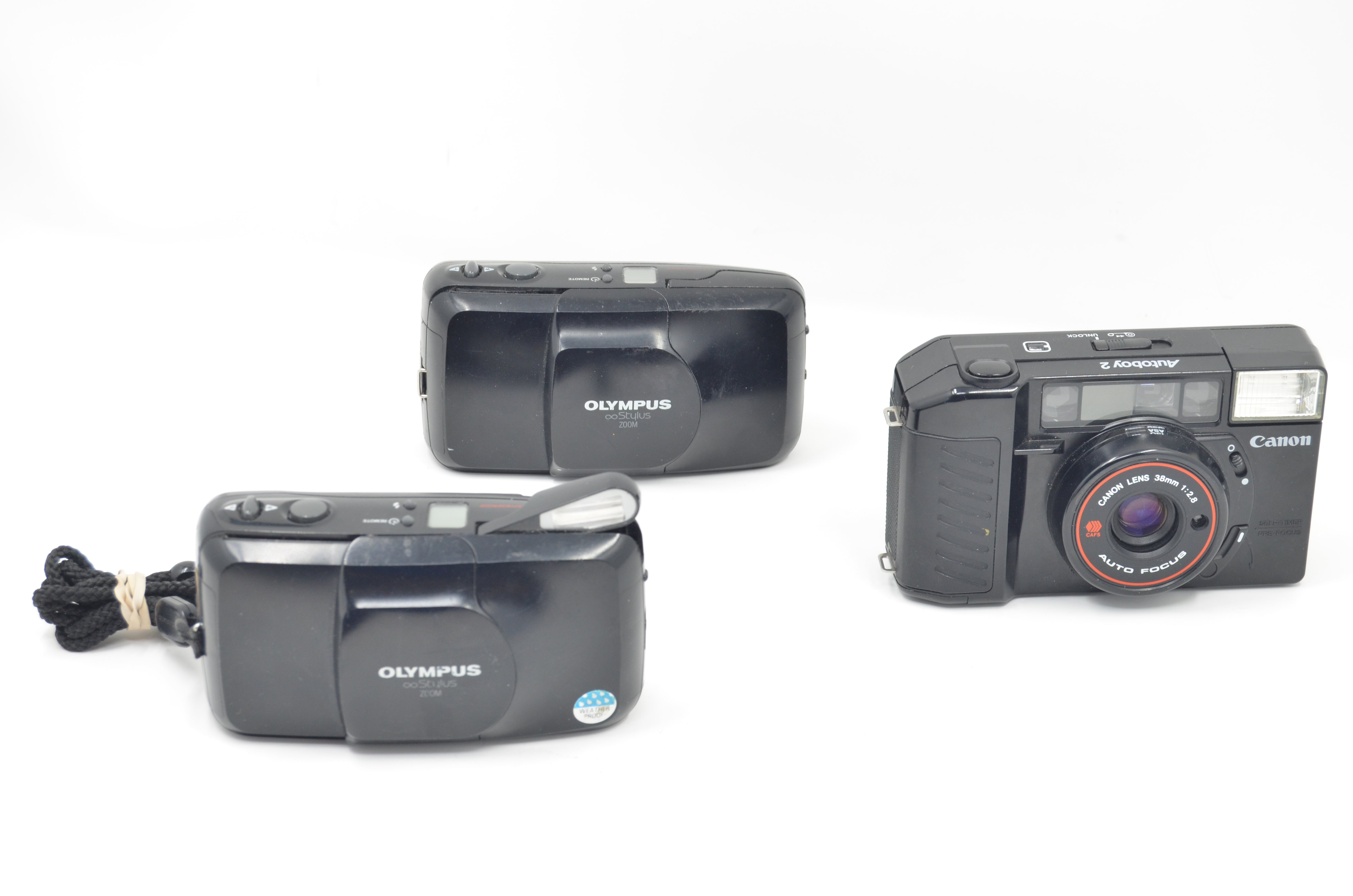 USED (2) Olympus Stylus Zoom (1) Canon Autoboy 2 - PARTS / AS IS