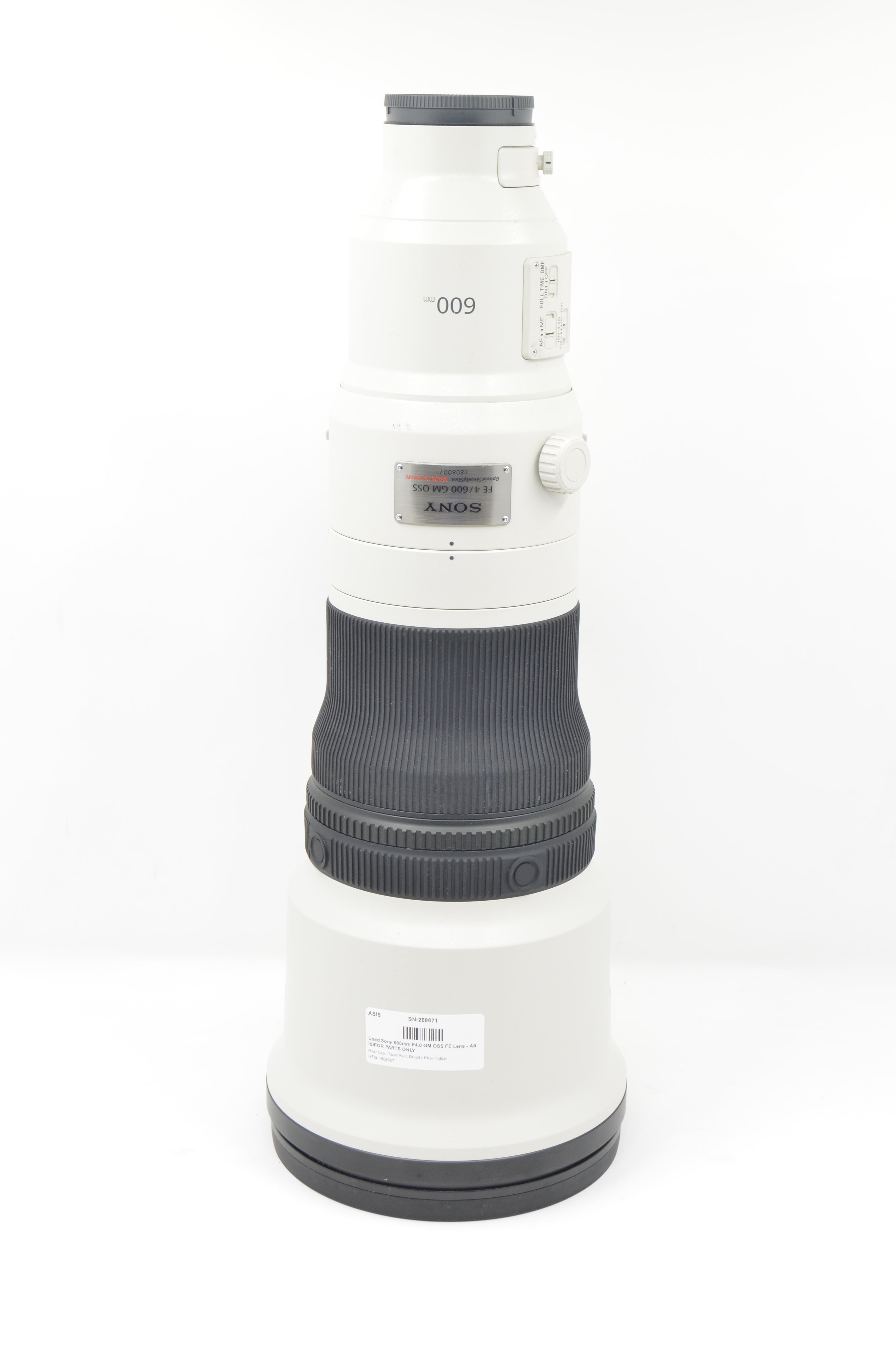 Used Sony 600mm F4.0 GM OSS FE Lens - AS IS/FOR PARTS ONLY
