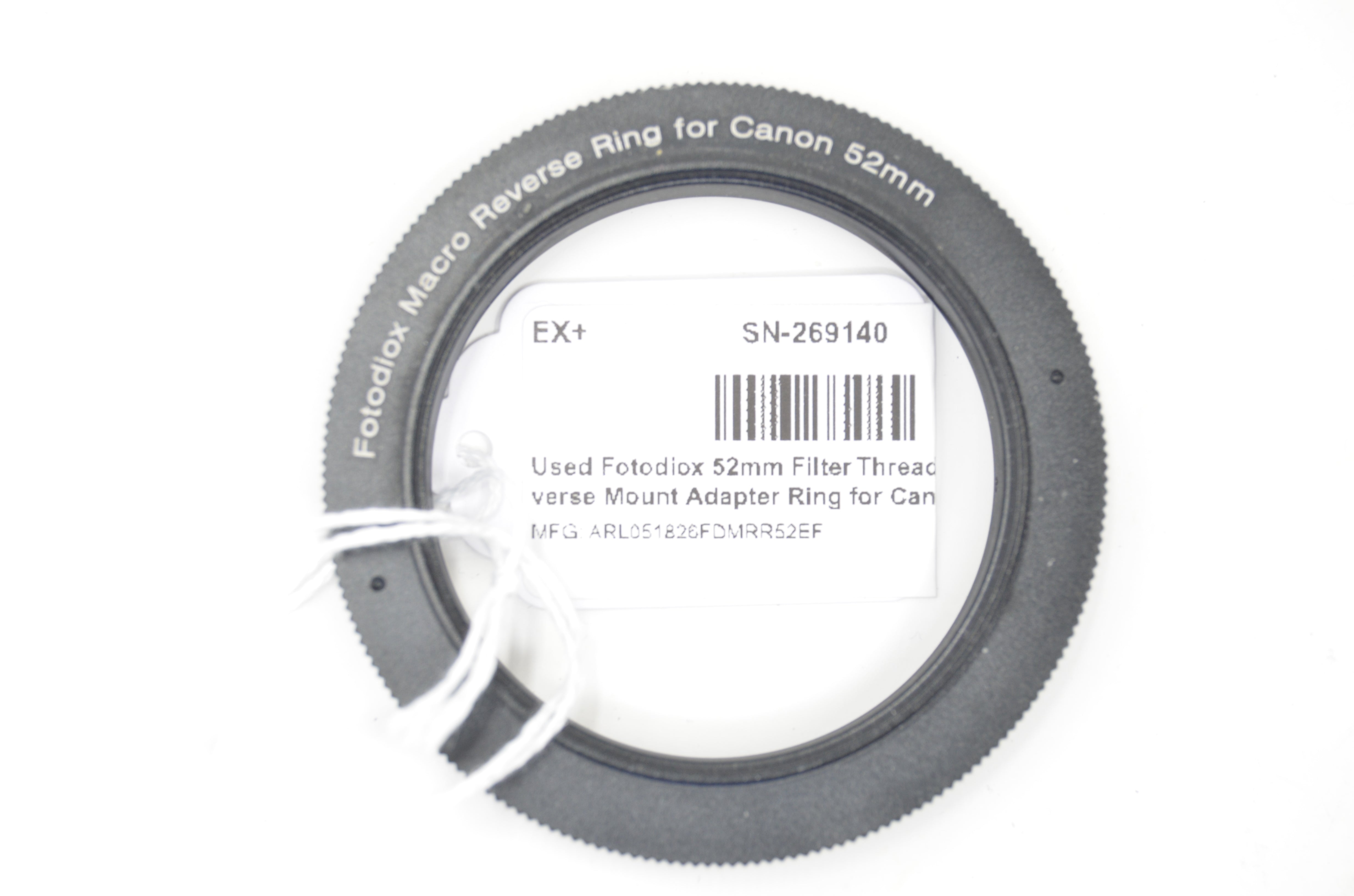 Used Fotodiox 52mm Filter Thread Macro Reverse Mount Adapter Ring for Canon EOS
