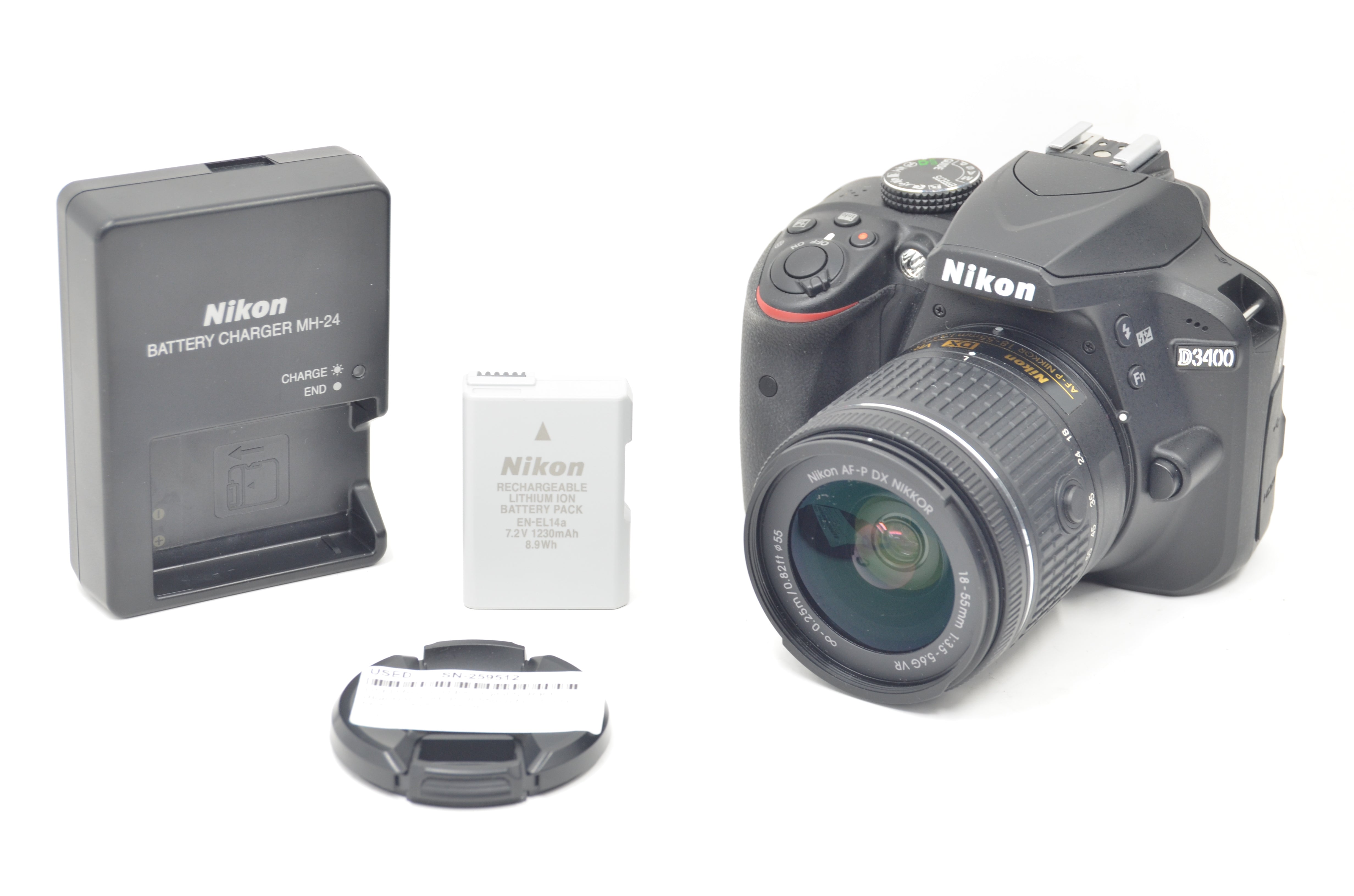 USED Nikon D3400 Digital SLR Kit (Black) with AF-P 18-55mm f3.5-5.6 G VR DX Lens