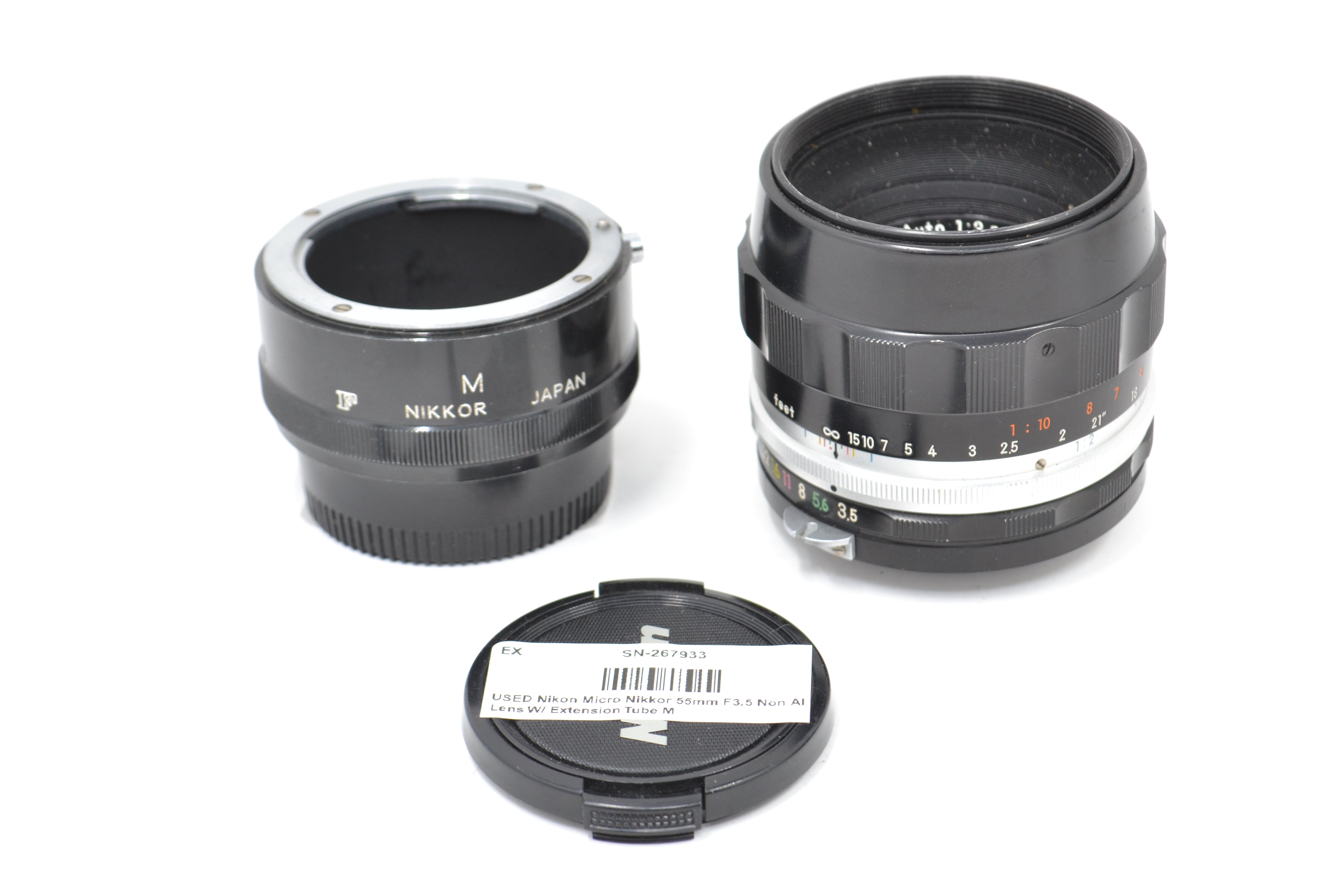 USED Nikon Micro Nikkor 55mm F3.5 Non AI Lens W/ Extension Tube M