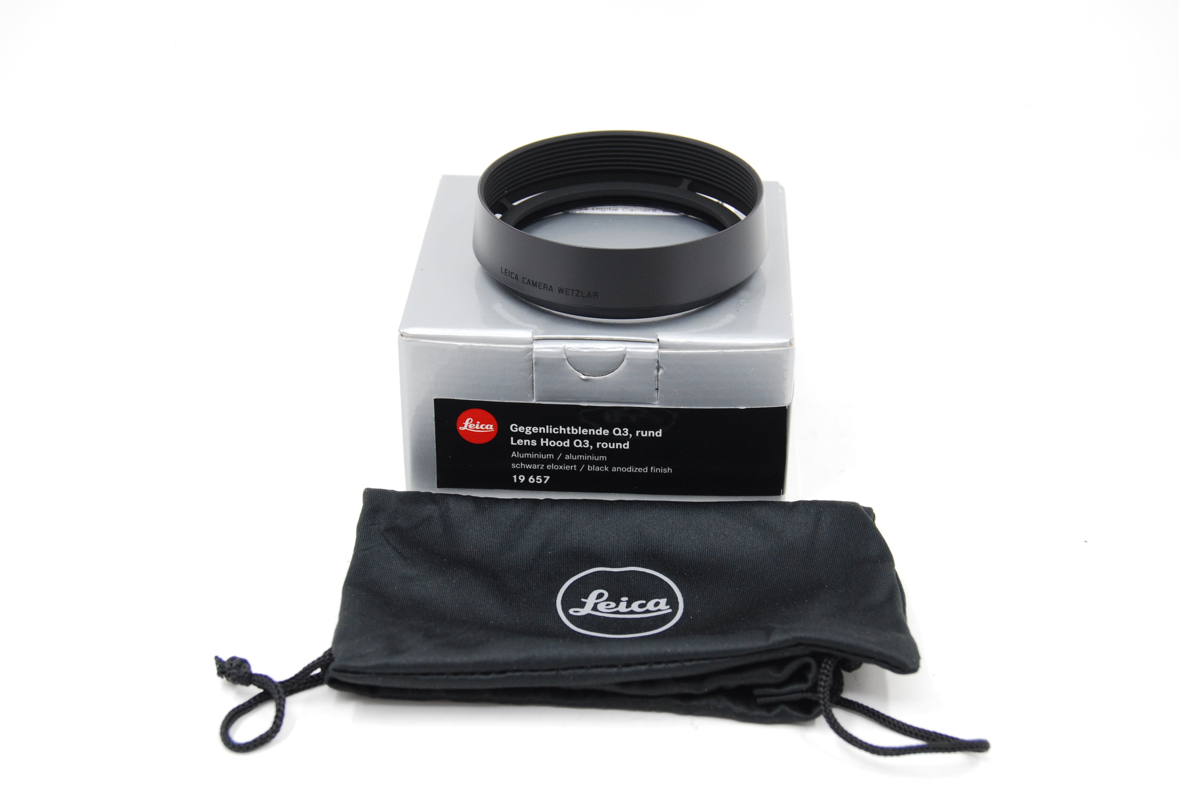 Used Leica Aluminum Lens Hood for Q Series Digital Camera, Black Anodized Finish