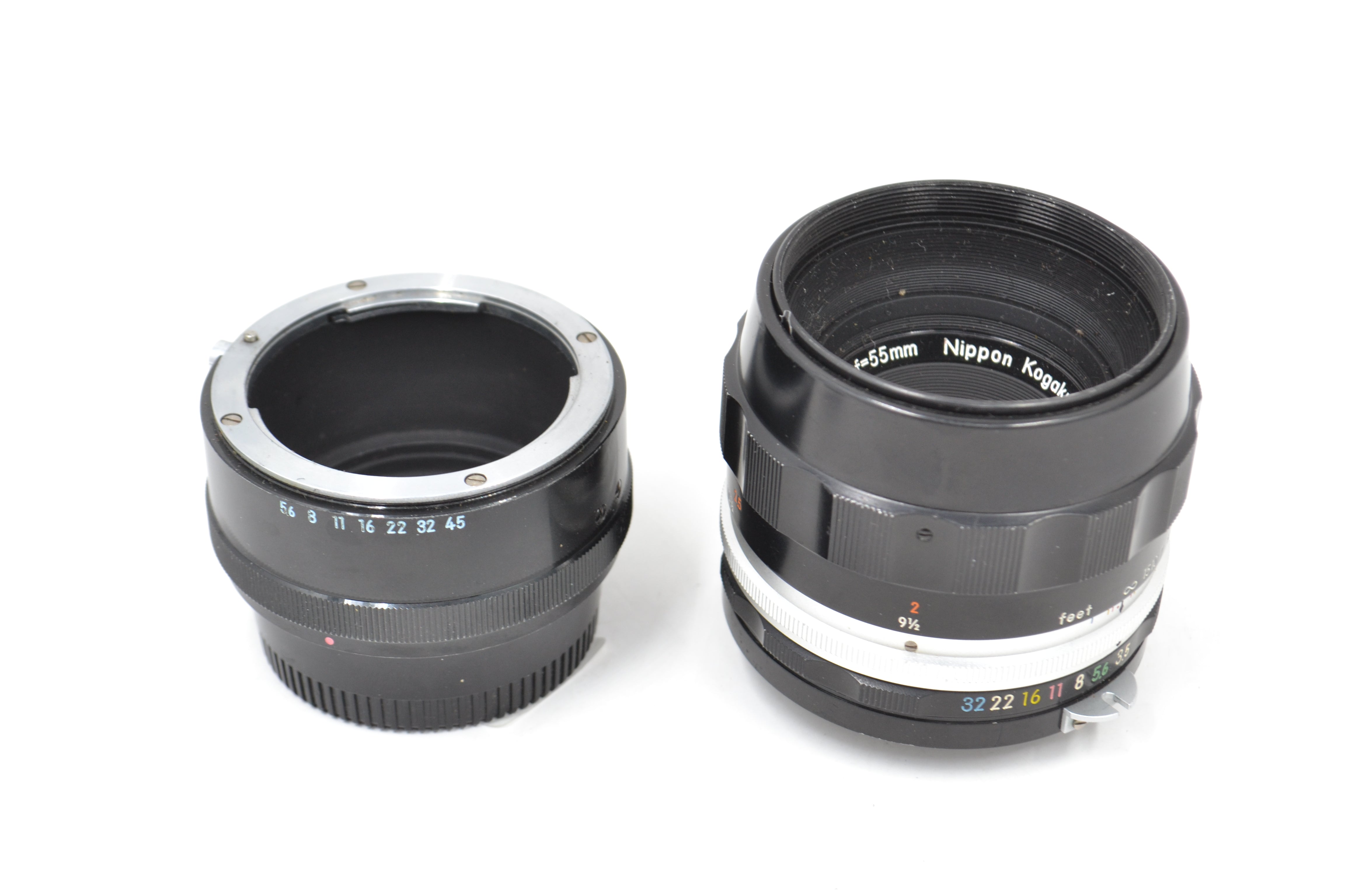 USED Nikon Micro Nikkor 55mm F3.5 Non AI Lens W/ Extension Tube M