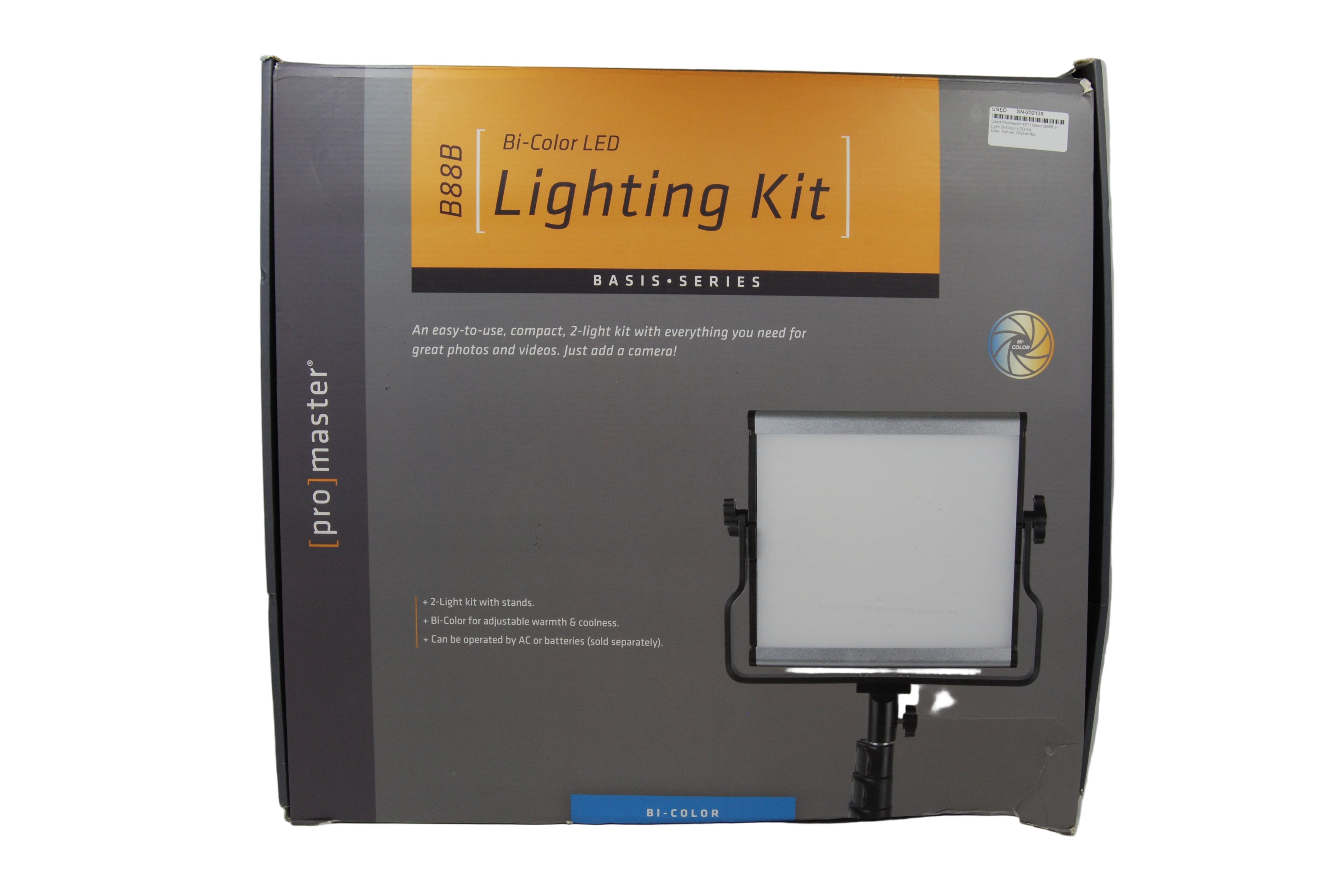 Used Promaster 4611 Basis B88B 2-Light Bi-Color LED Kit