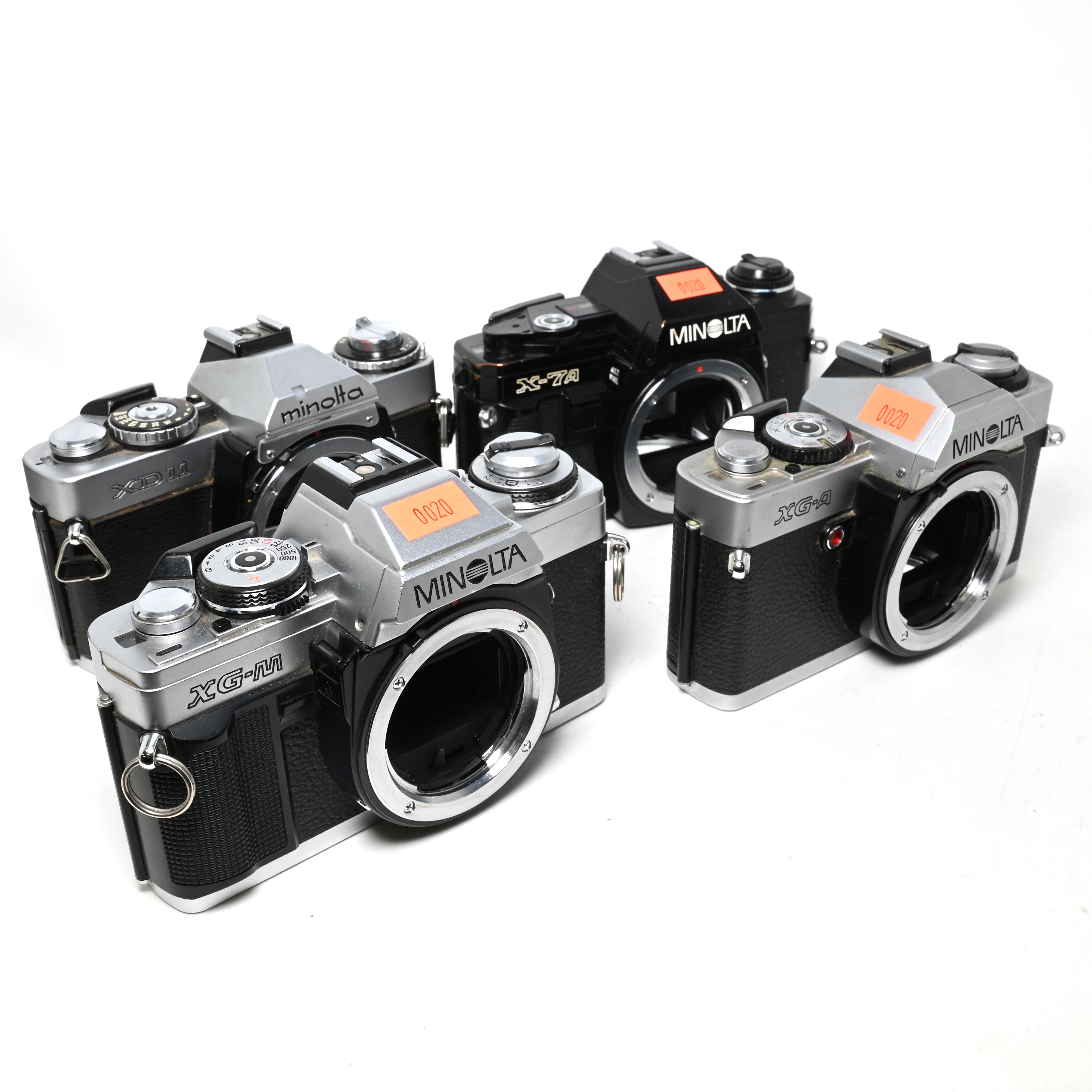 Four(4) Minolta Film Camera Bodies – X-7A, X-GA, XG-M, XD11 – PARTS/REPAIR (0020)