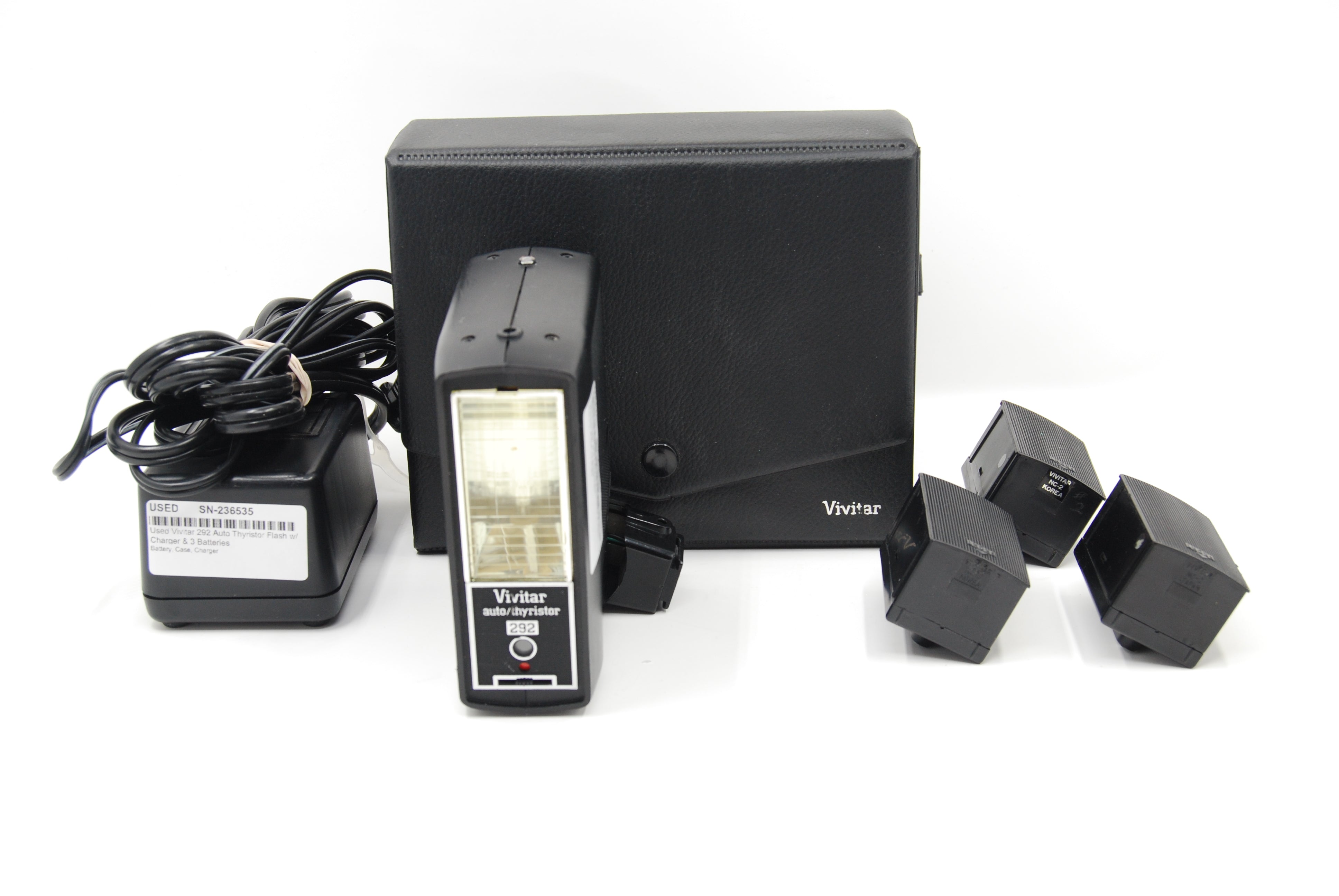 Used Vivitar 292 Auto Thyristor Flash w/Charger & 3 Batteries