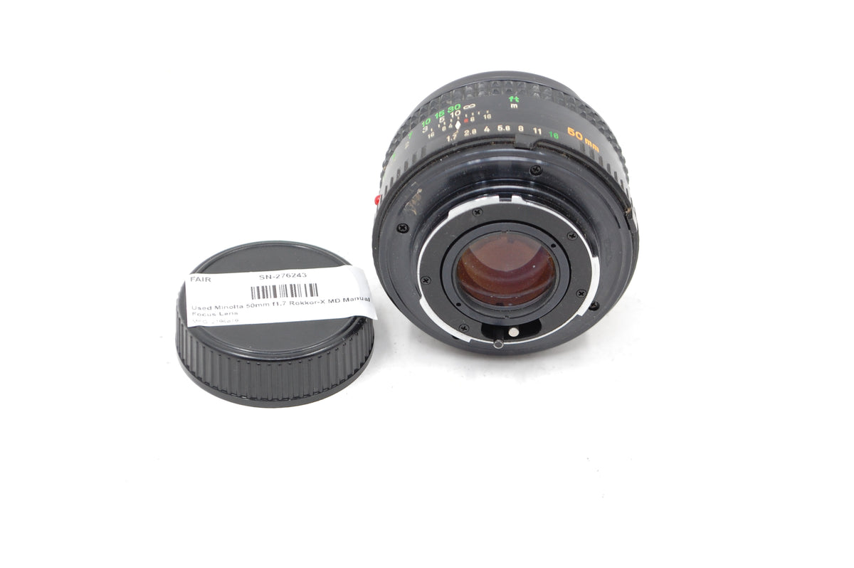 Used Minolta 50mm f1.7 Rokkor-X MD Manual Focus Lens