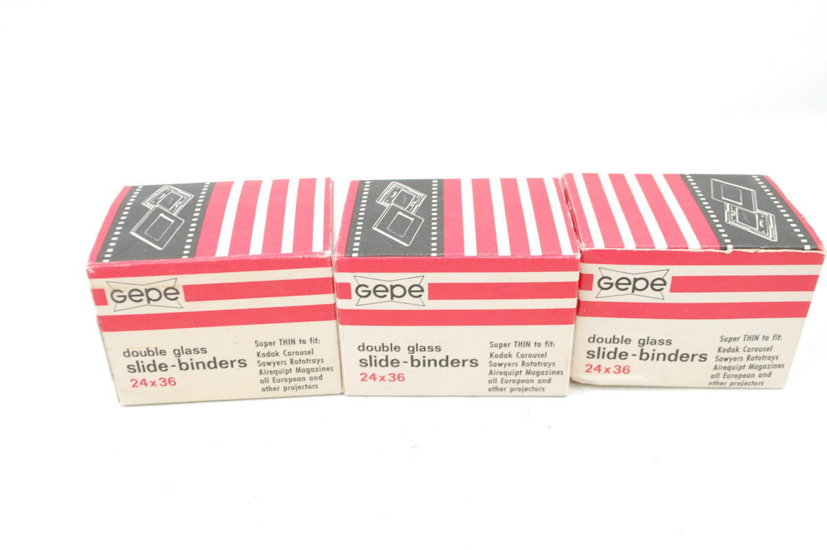 Used Gepe Double Glass Slide-Binders 24x36 Set of 50 (2.5 original boxes)