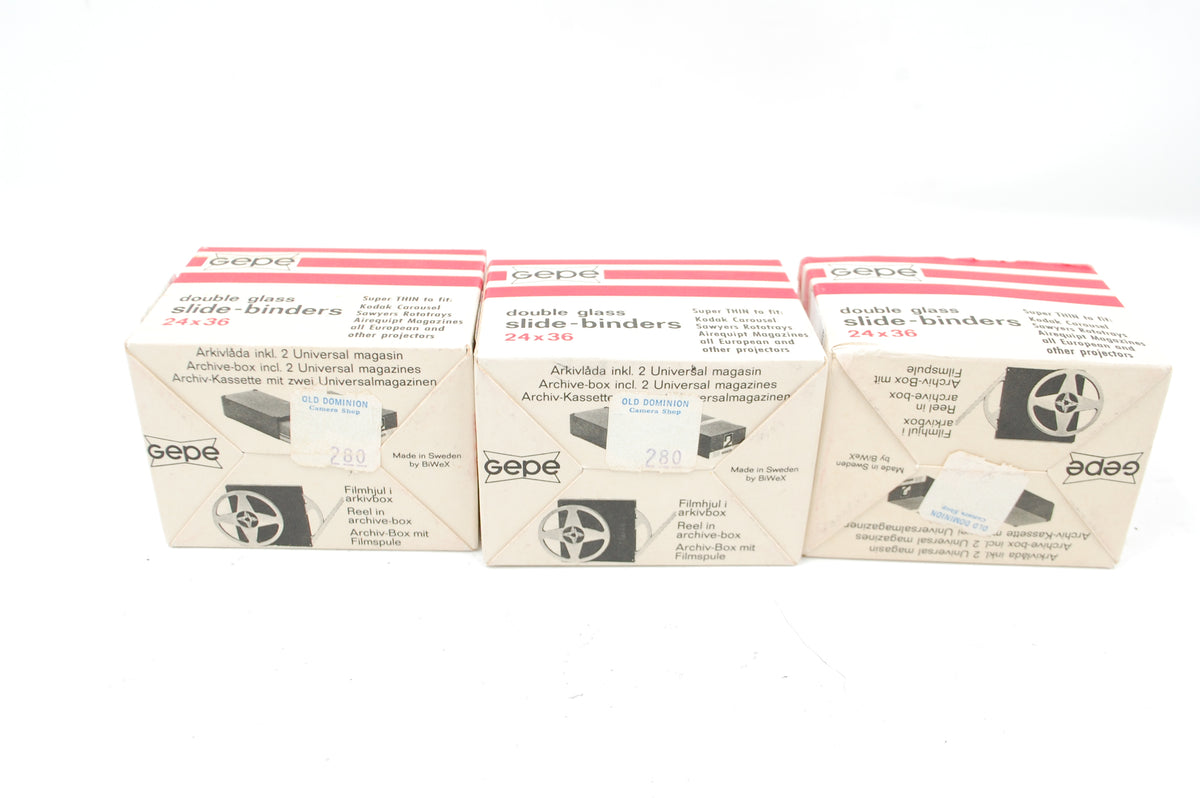 Used Gepe Double Glass Slide-Binders 24x36 Set of 50 (2.5 original boxes)