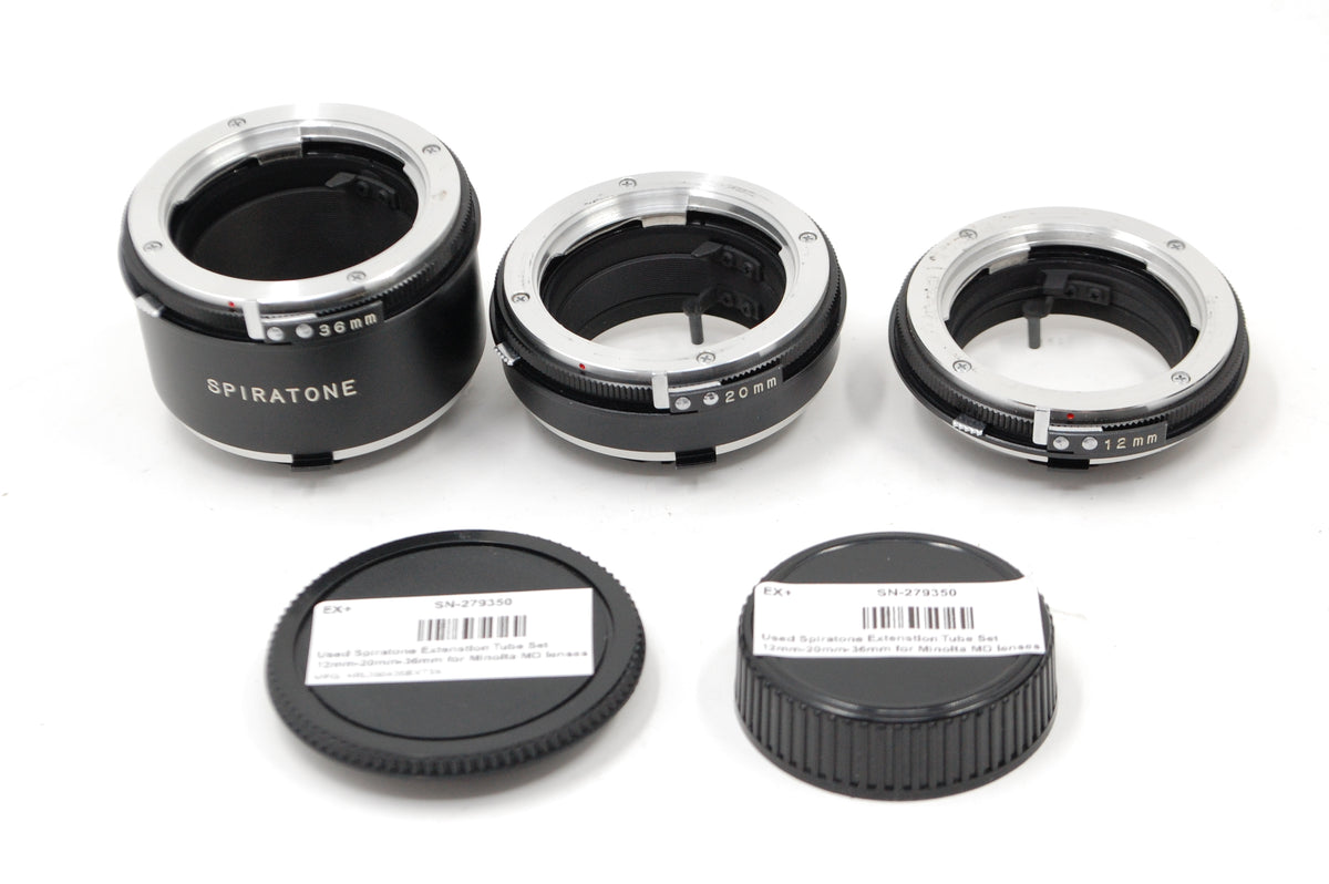 Used Spiratone Extenstion Tube Set 12mm-20mm-36mm for Minolta MD lenses