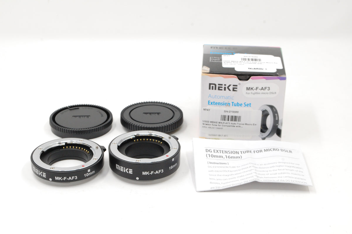 USED MEIKE MK-F-AF3 Auto Focus Macro Extension Tube for Compatible with Fujifilm X-Mount(10mm 16mm combination)