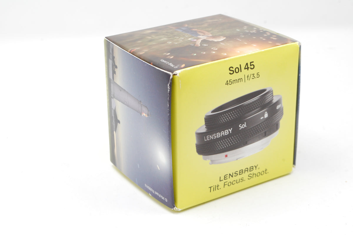 USED Lensbaby Sol 45mm f/3.5 Lens for Fuji X Cameras with Lensbaby 46mm Macro Filters Bundle