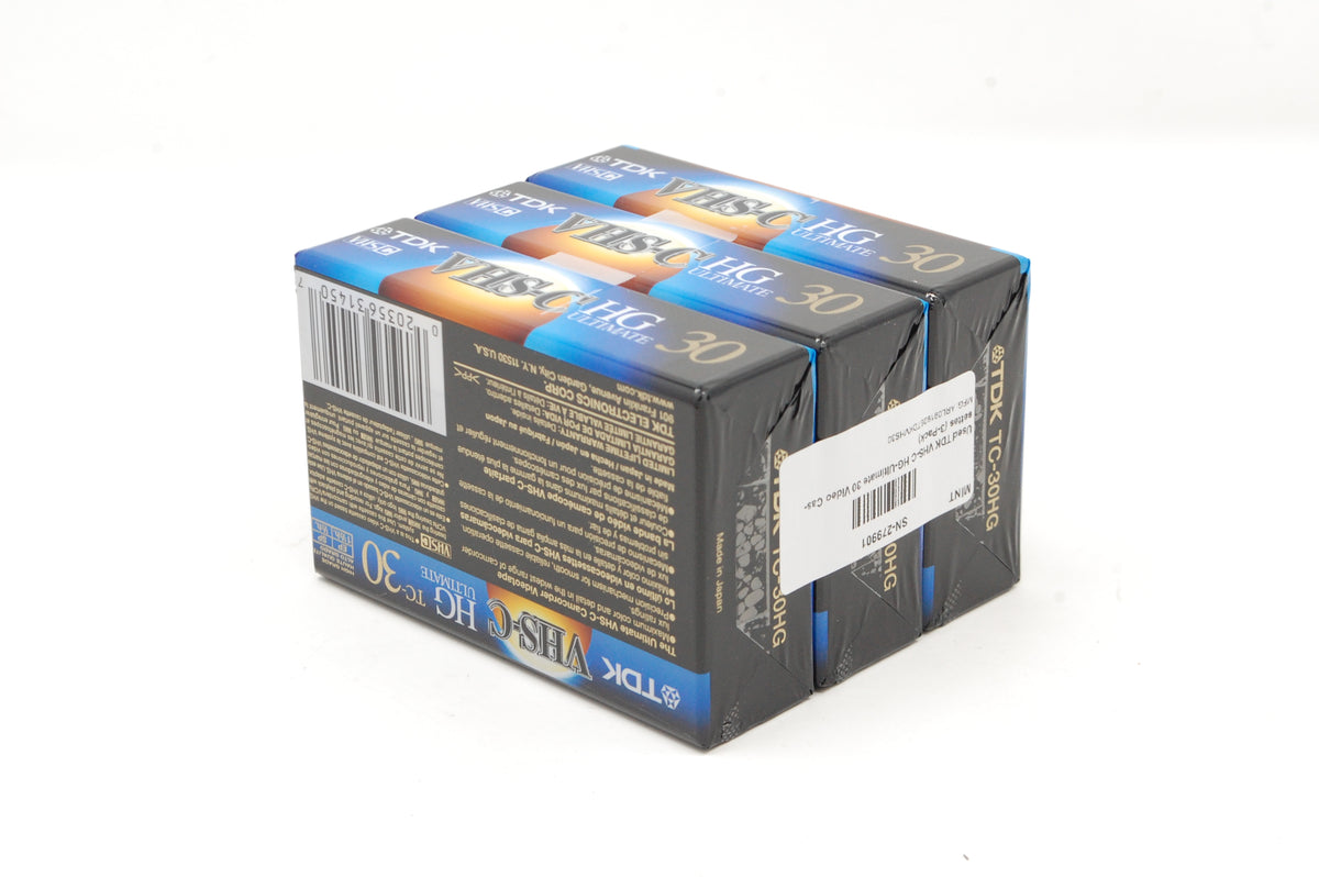 Used TDK VHS-C HG-Ultimate 30 Video Cassettes (3-Pack)