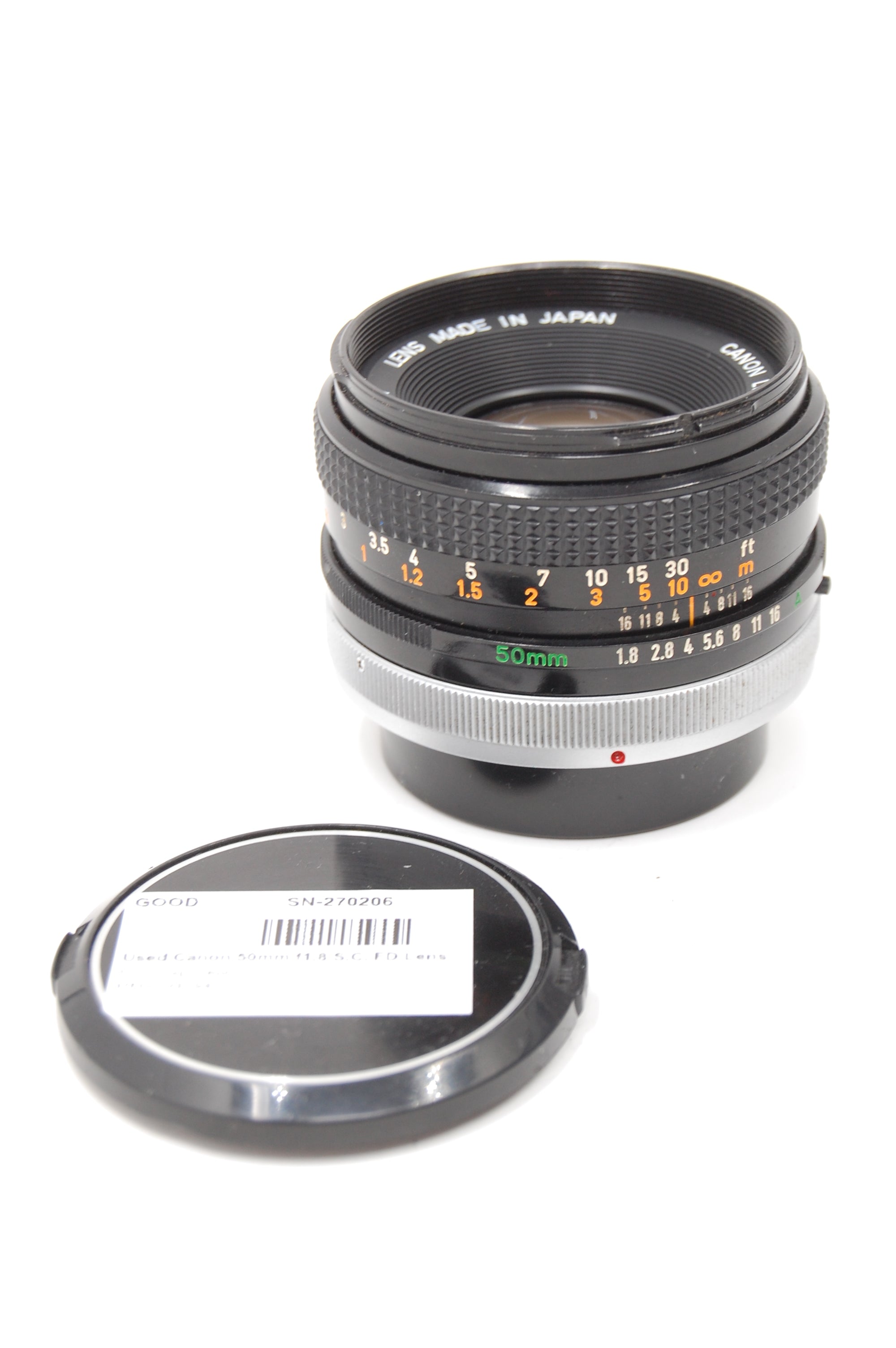 Used Canon 50mm f1.8 S.C. FD Lens