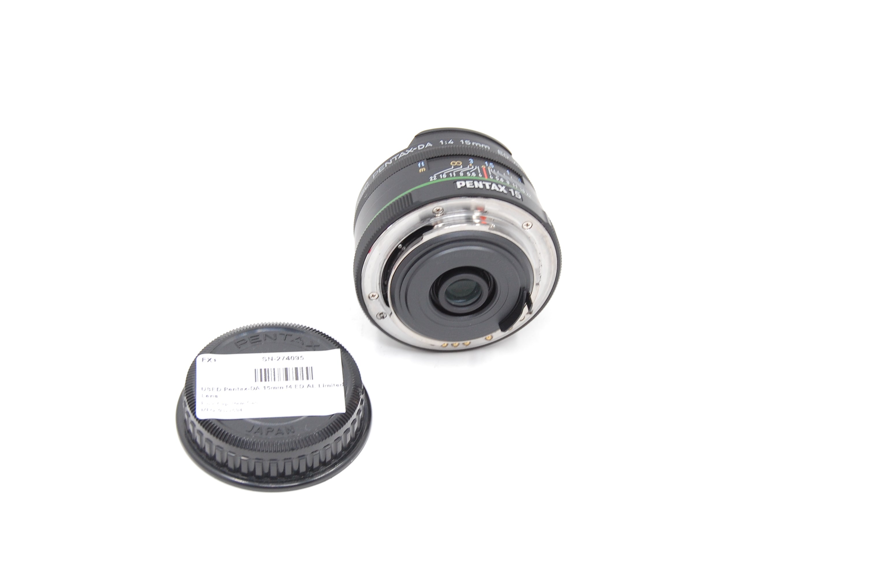 USED Pentax-DA 15mm f4 ED AL Limited PK Lens