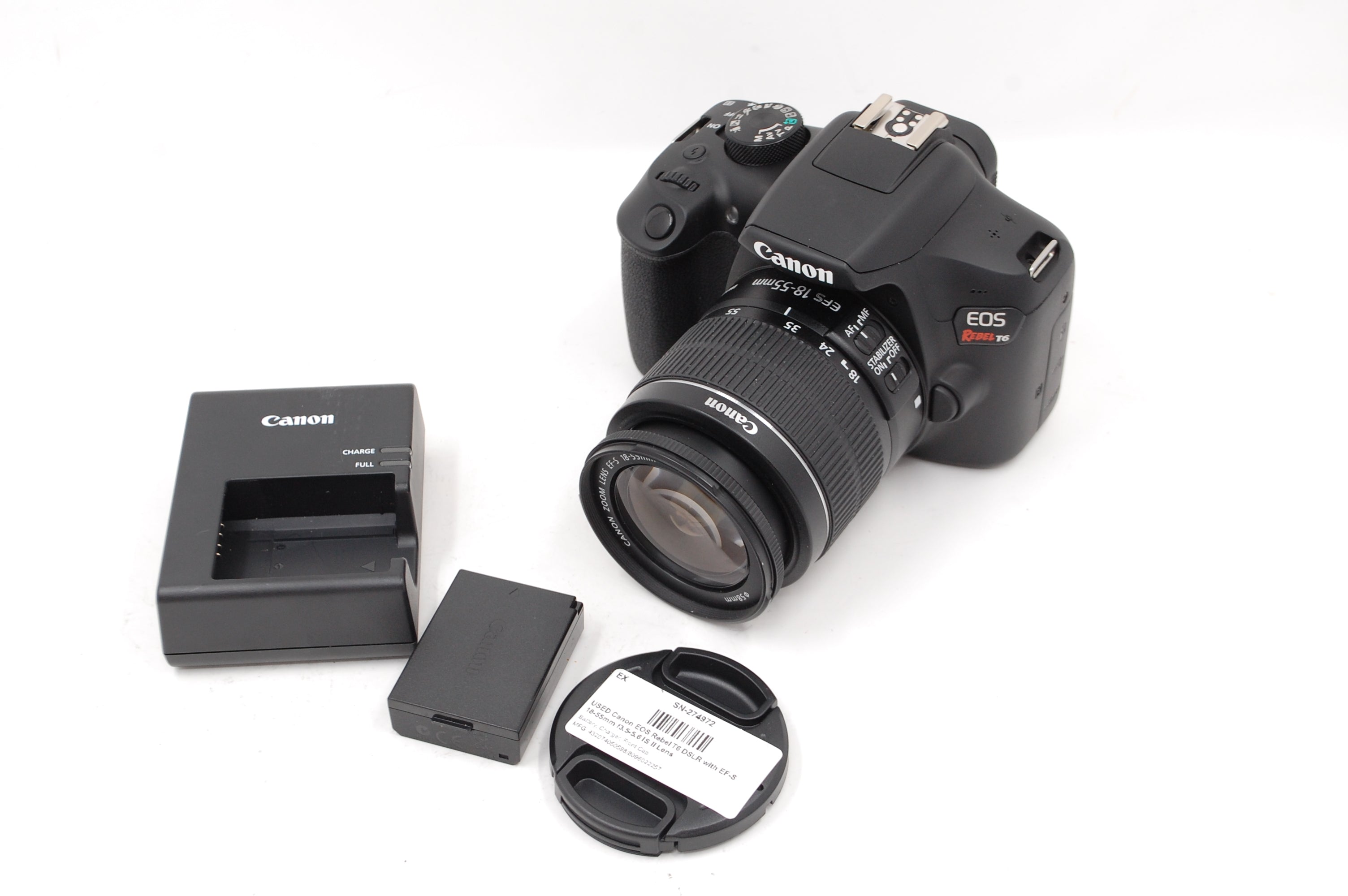 USED Canon EOS Rebel T6 DSLR with EF-S 18-55mm f3.5-5.6 IS II Lens