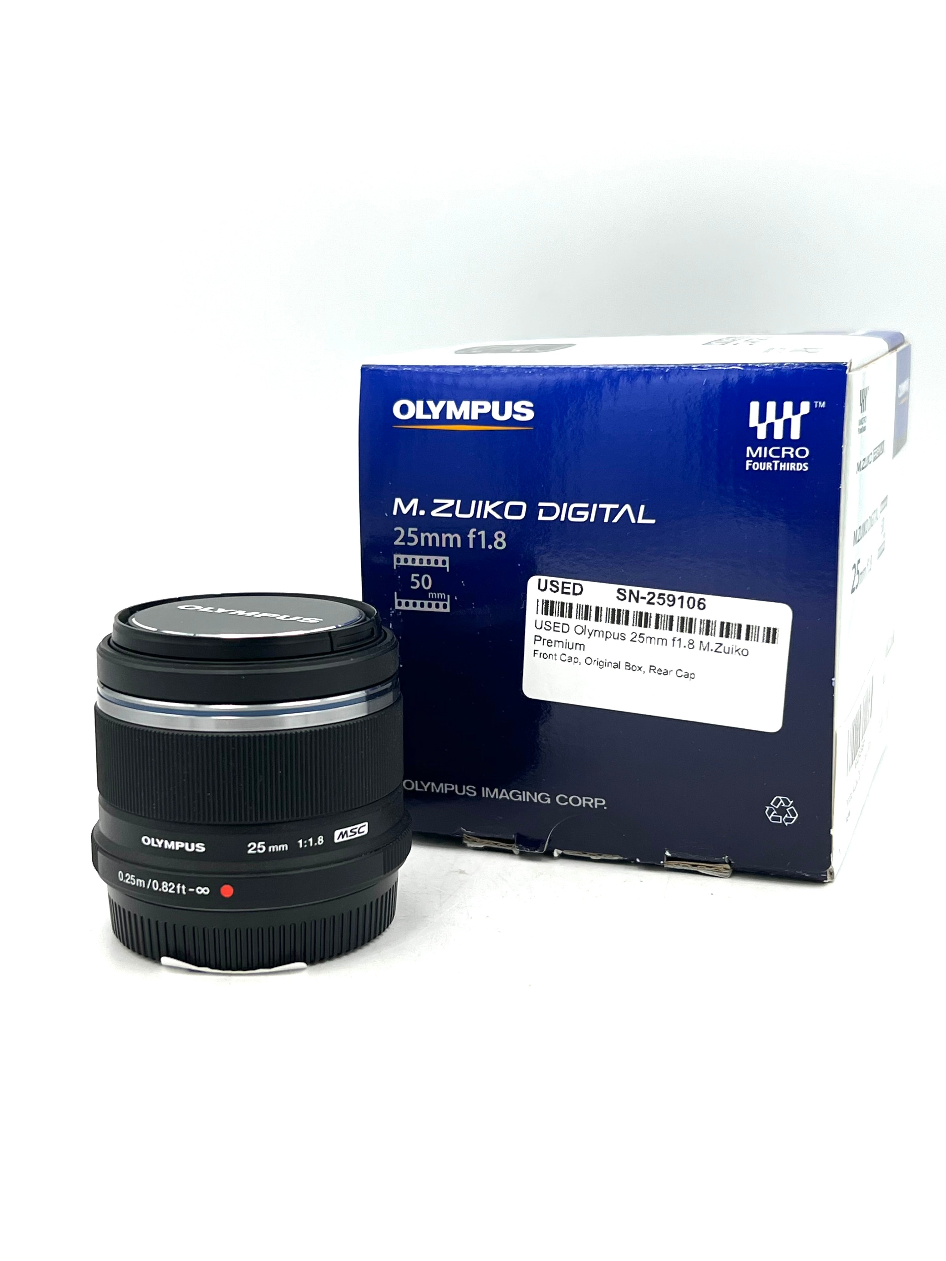 USED Olympus 25mm f1.8 M.Zuiko Premium Micro Four Thirds Lens