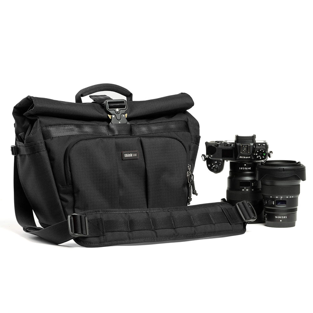 FocusPoint Crossbody 13L in Asphalt Black with camera gear