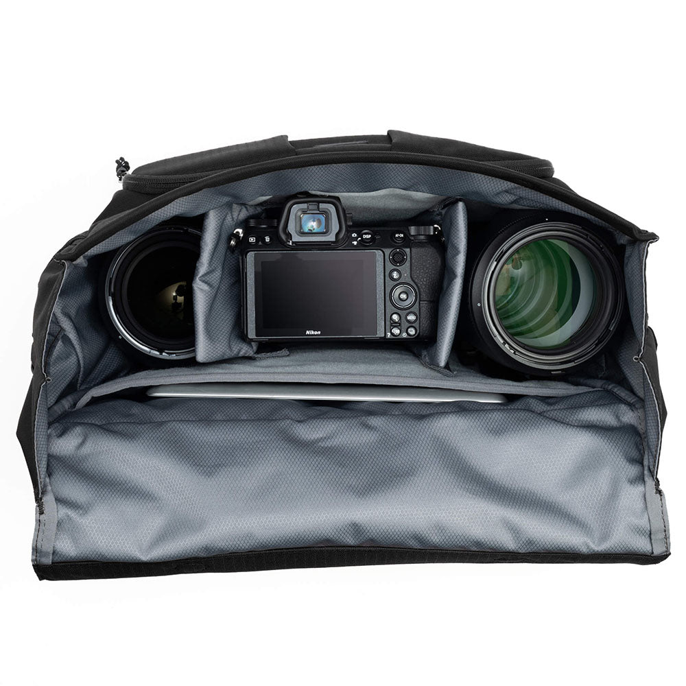 FocusPoint Crossbody 13L with a Nikon camera and lens configuration