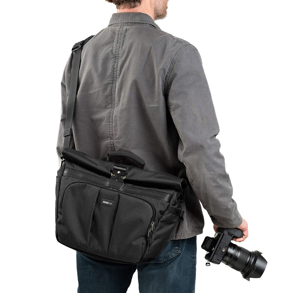 FocusPoint Crossbody 13L worn across the back