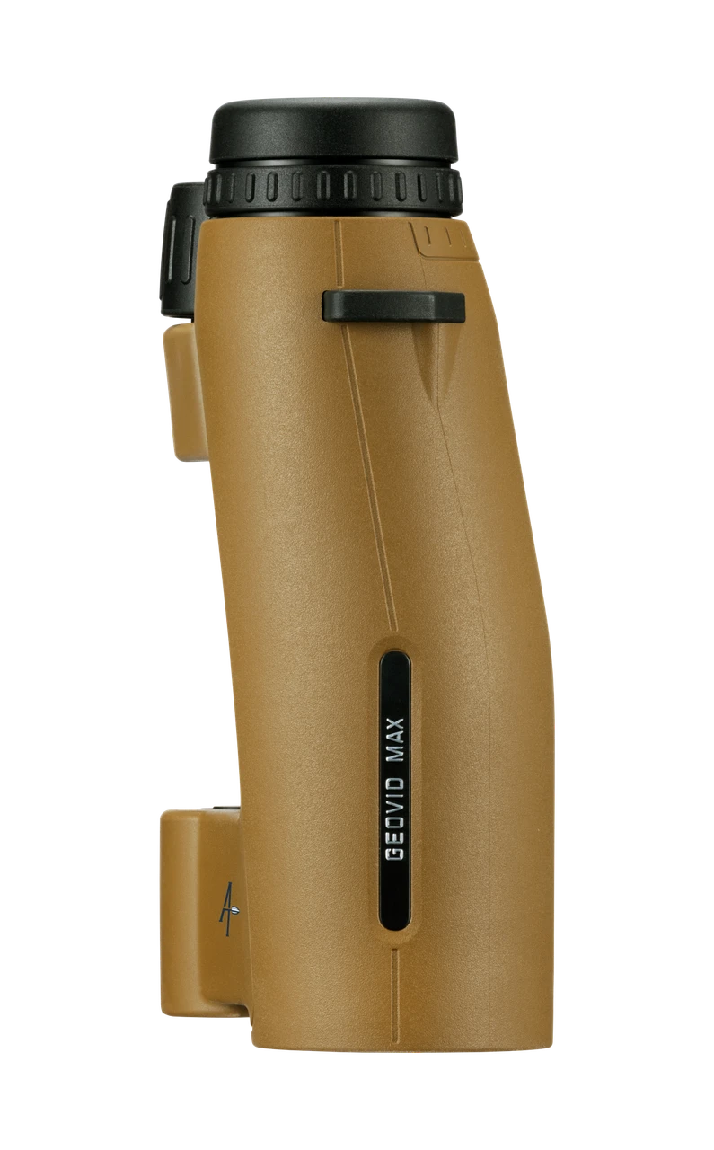 Leica Geovid Max 10x42 in Flat Dark Earth, left-side view