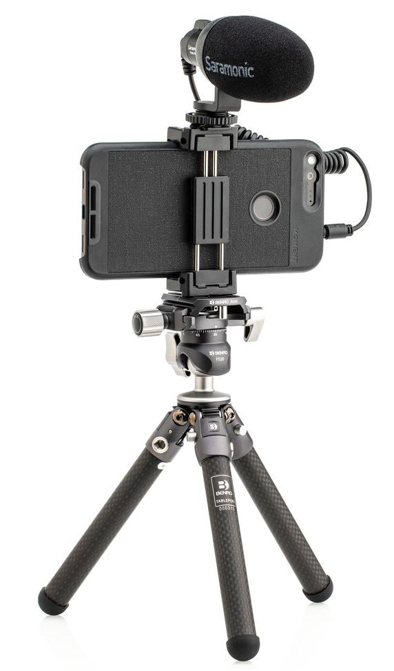 Benro Table Pod Kit Carbon Fiber Tripod and Ball Head with Quick Release Plate and Smartphone Adapter Black