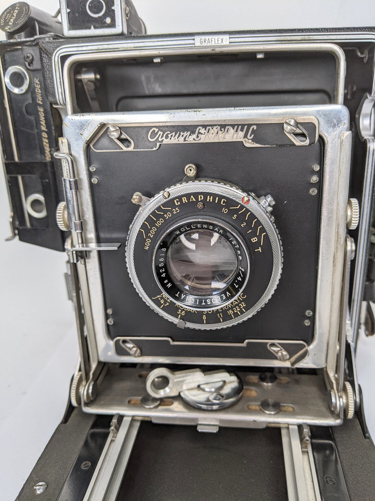 Used Graflex Crown Graphic 4x5 w/ 127mm F4.7 Kodak AS-IS