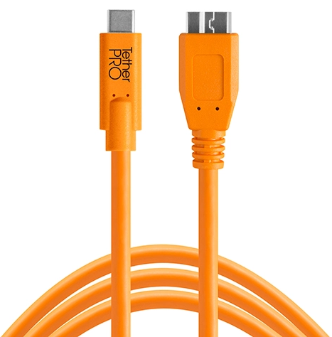 Tether Tools TetherPro USB Type-C Male to Micro-USB 3.0 Type-B Male Cable (15', Orange) CUC3315-ORG