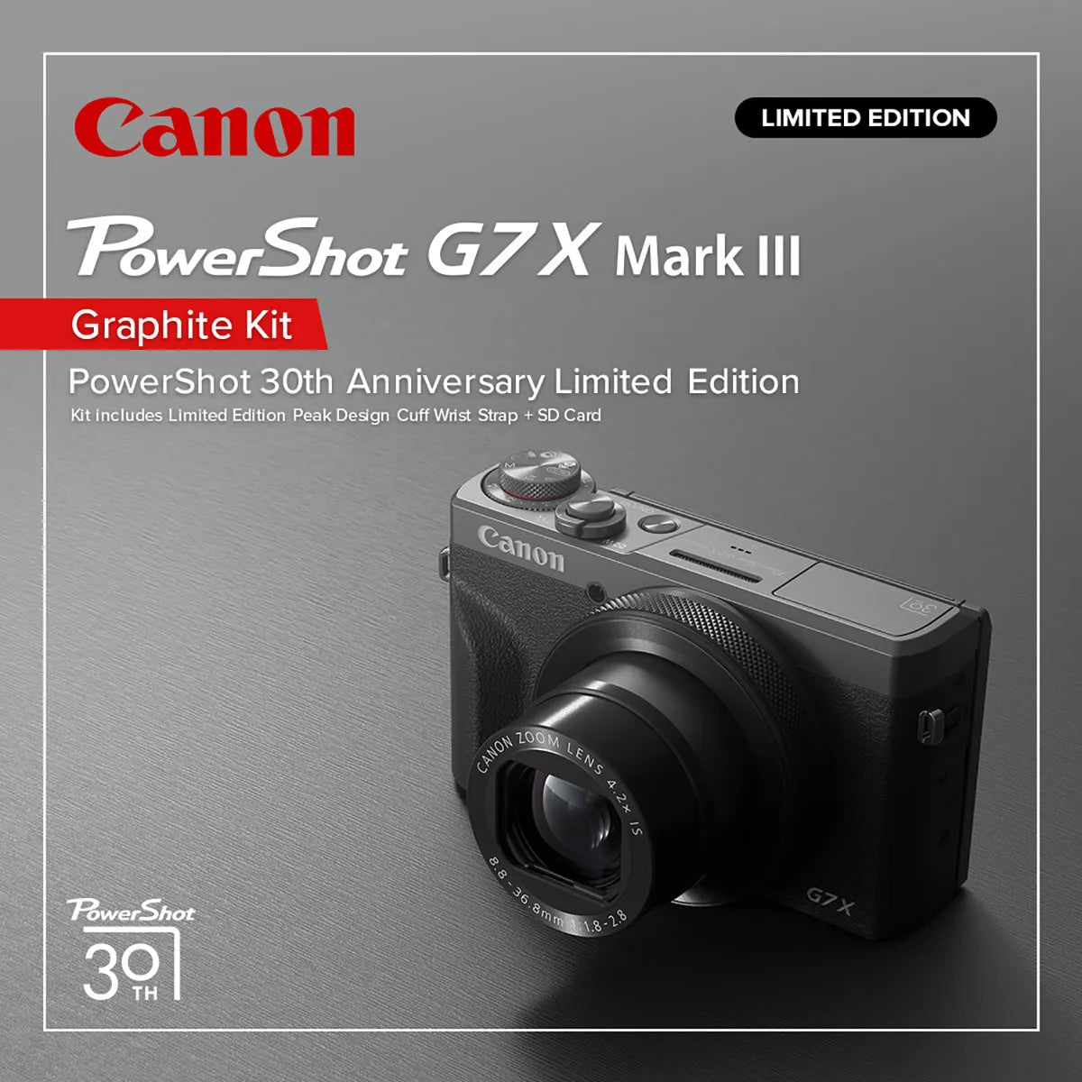 Canon PowerShot G7X Mark III Digital Camera Kit (30th Anniversary Grap Canon PowerShot G7X Mark III Digital Camera Kit (30th Anniversary Grap