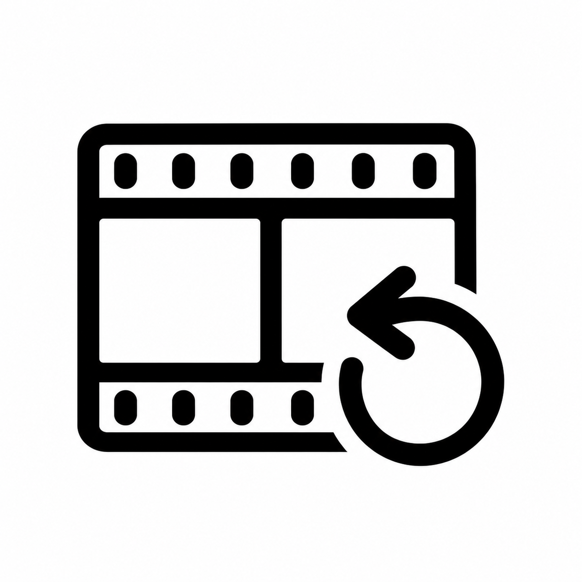Film scan recovery — film strip with a recovery arrow