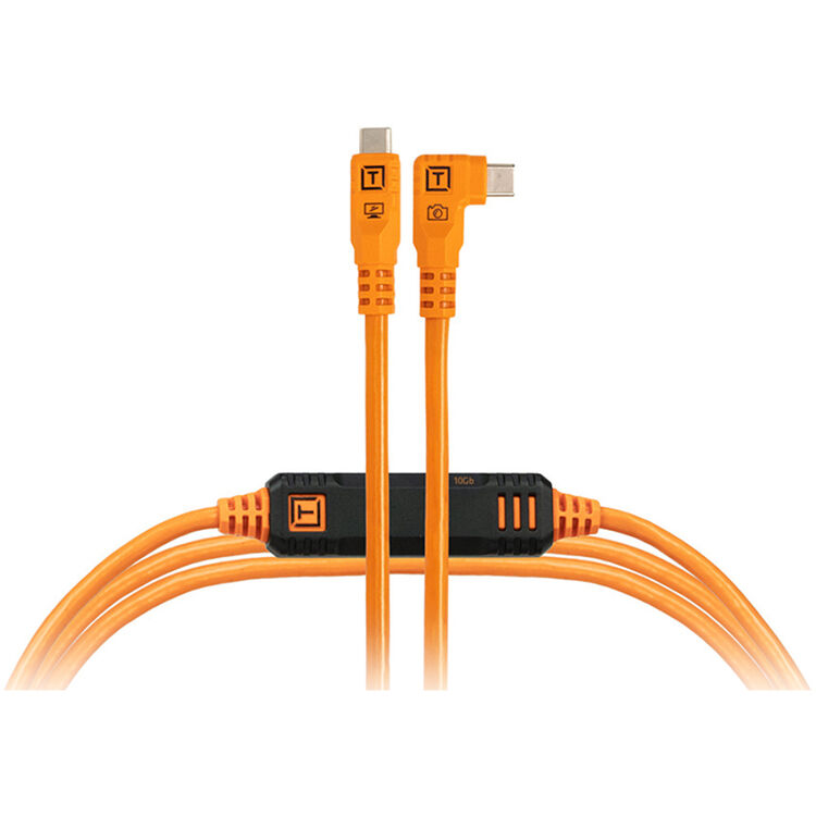 Tether Tools TetherPro Optima 10G USB-C Cable (10', High-Visibility Orange, Right-Angle)