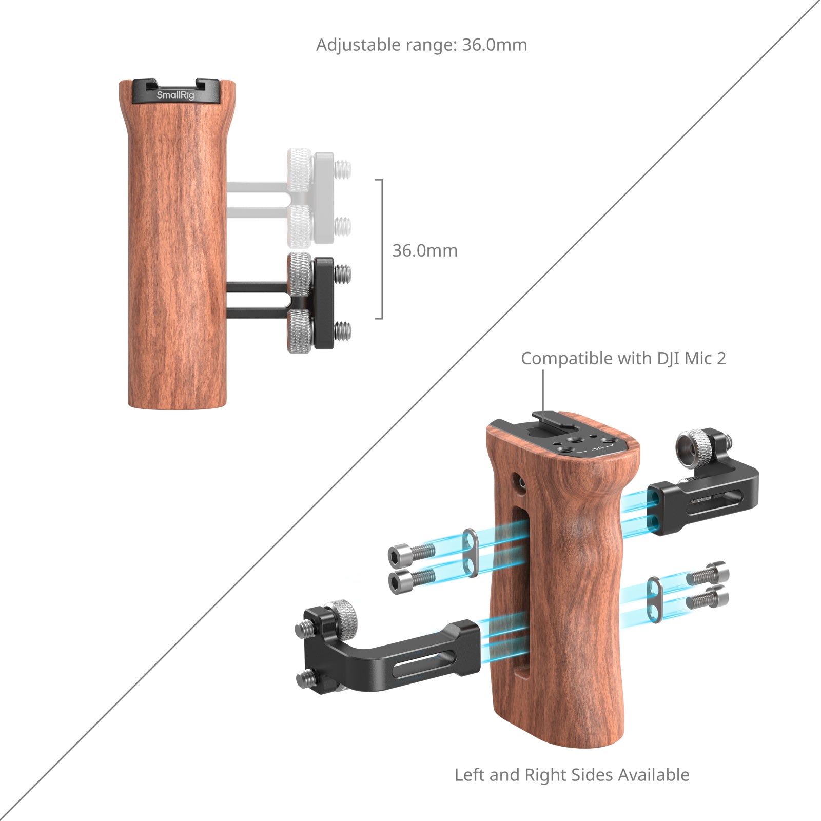 SmallRig Wooden Side Handle with 1/4"-20 Screws