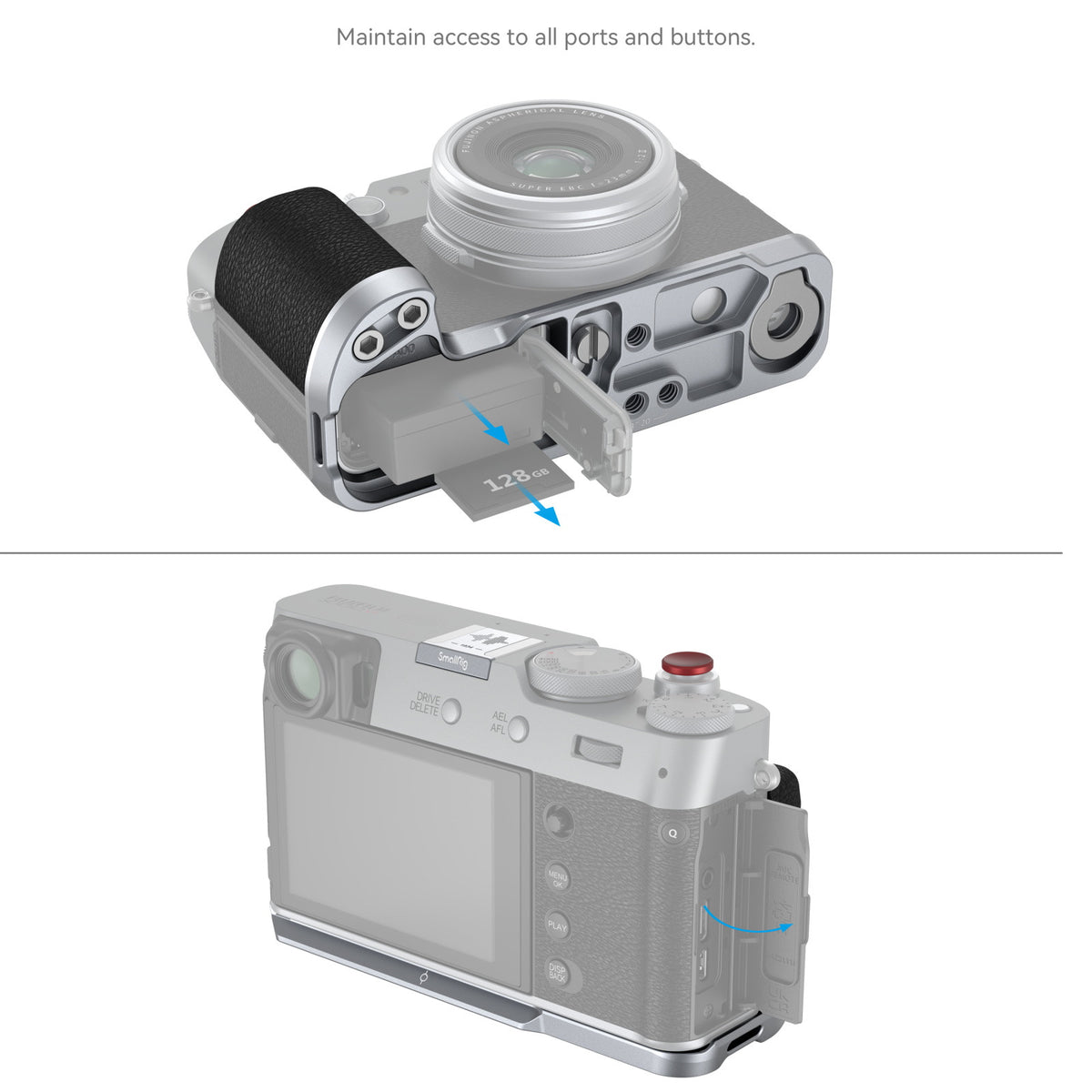 SmallRig L-Mount Plate with Handle for FUJIFILM X100V & X100VI Cameras (Silver)