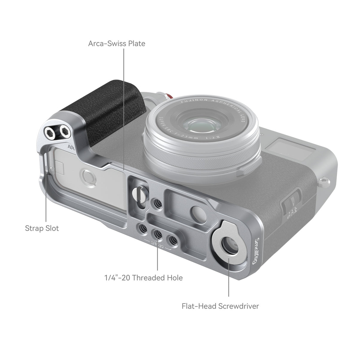 SmallRig L-Mount Plate with Handle for FUJIFILM X100V & X100VI Cameras (Silver)