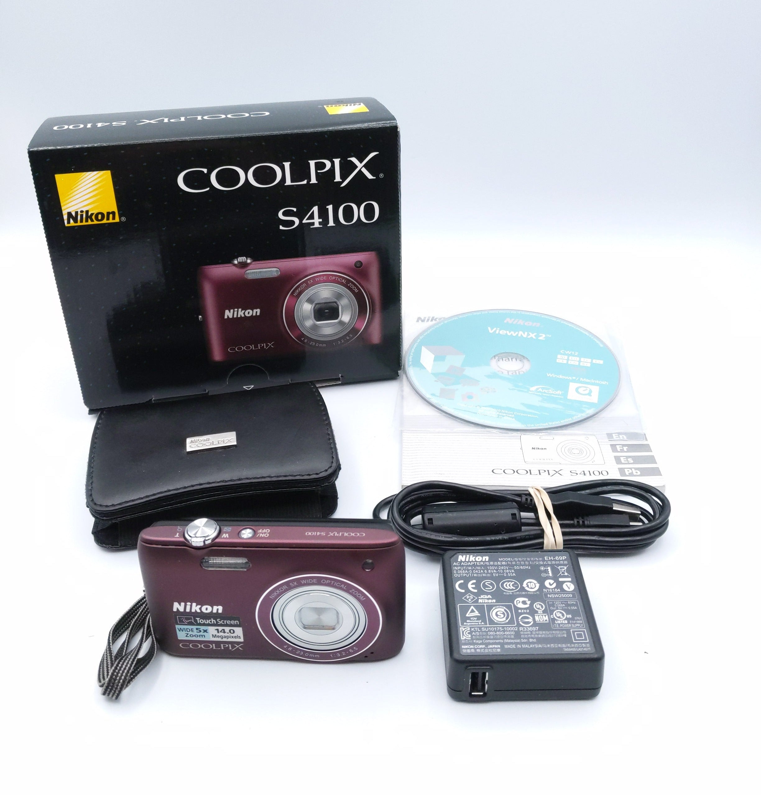 USED Nikon Coolpix S4100 w/ case (Plum)