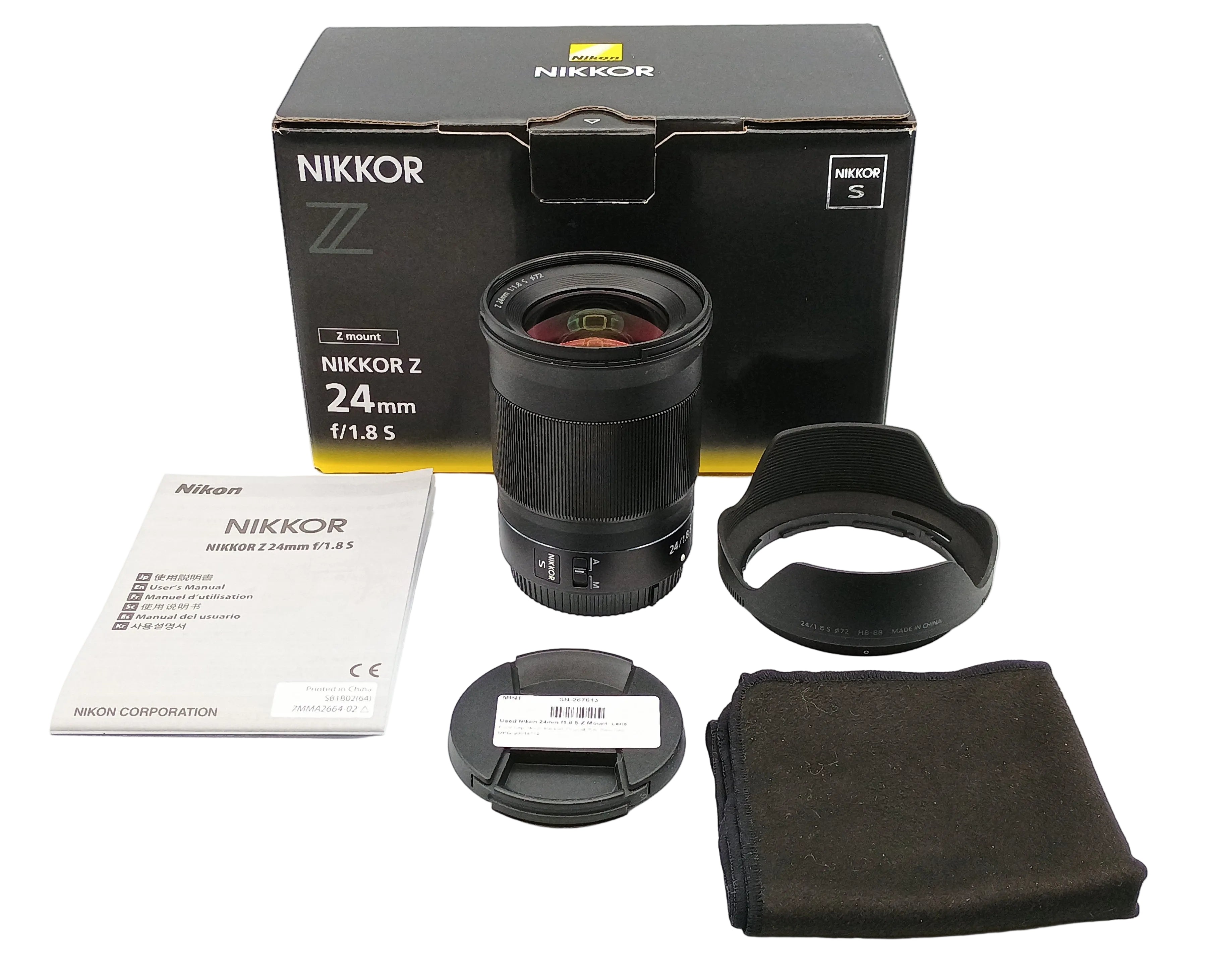 Used Nikon 24mm f1.8 S Z Mount  Lens