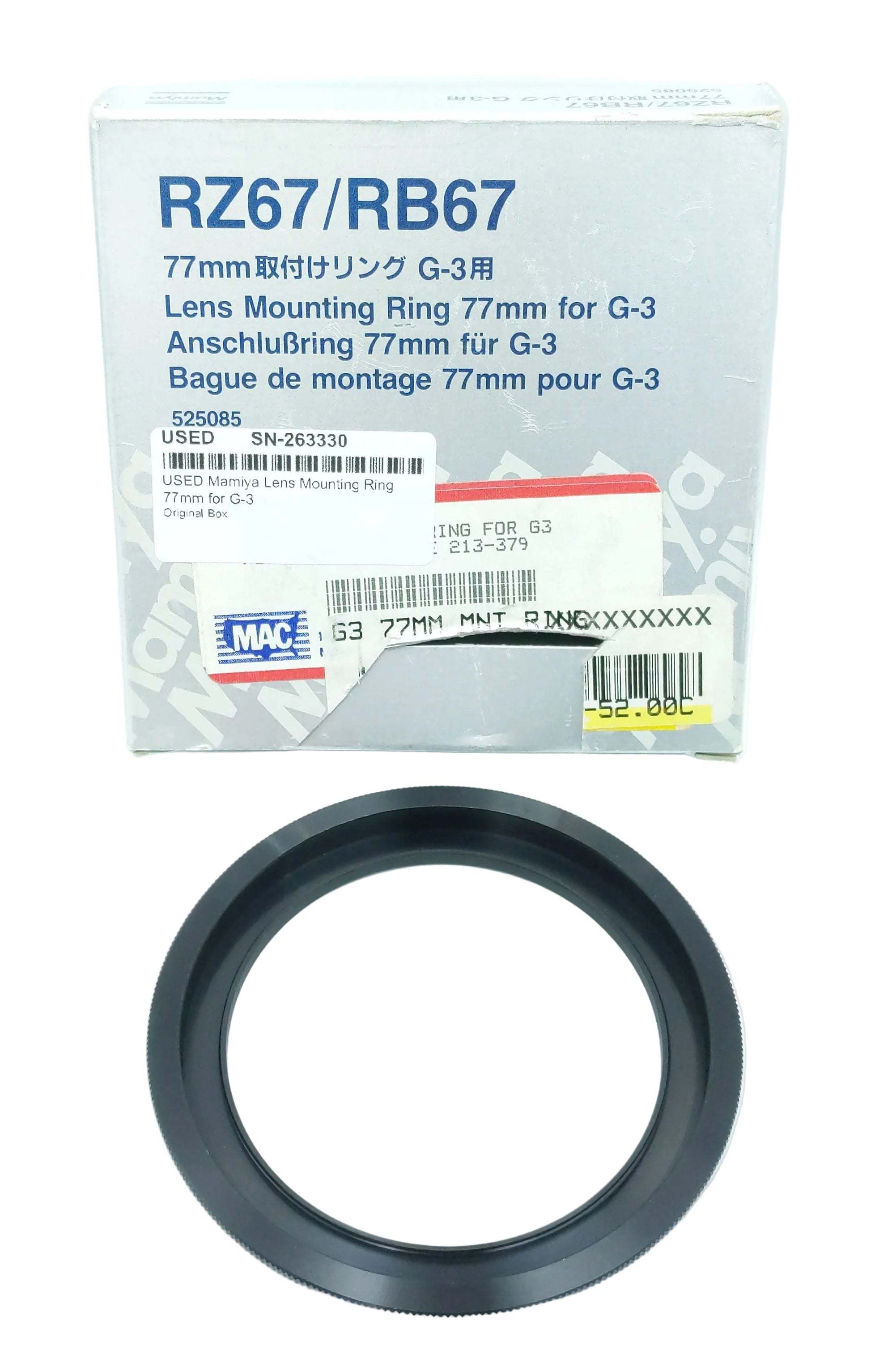 USED Mamiya Lens Mounting Ring 77mm for G-3