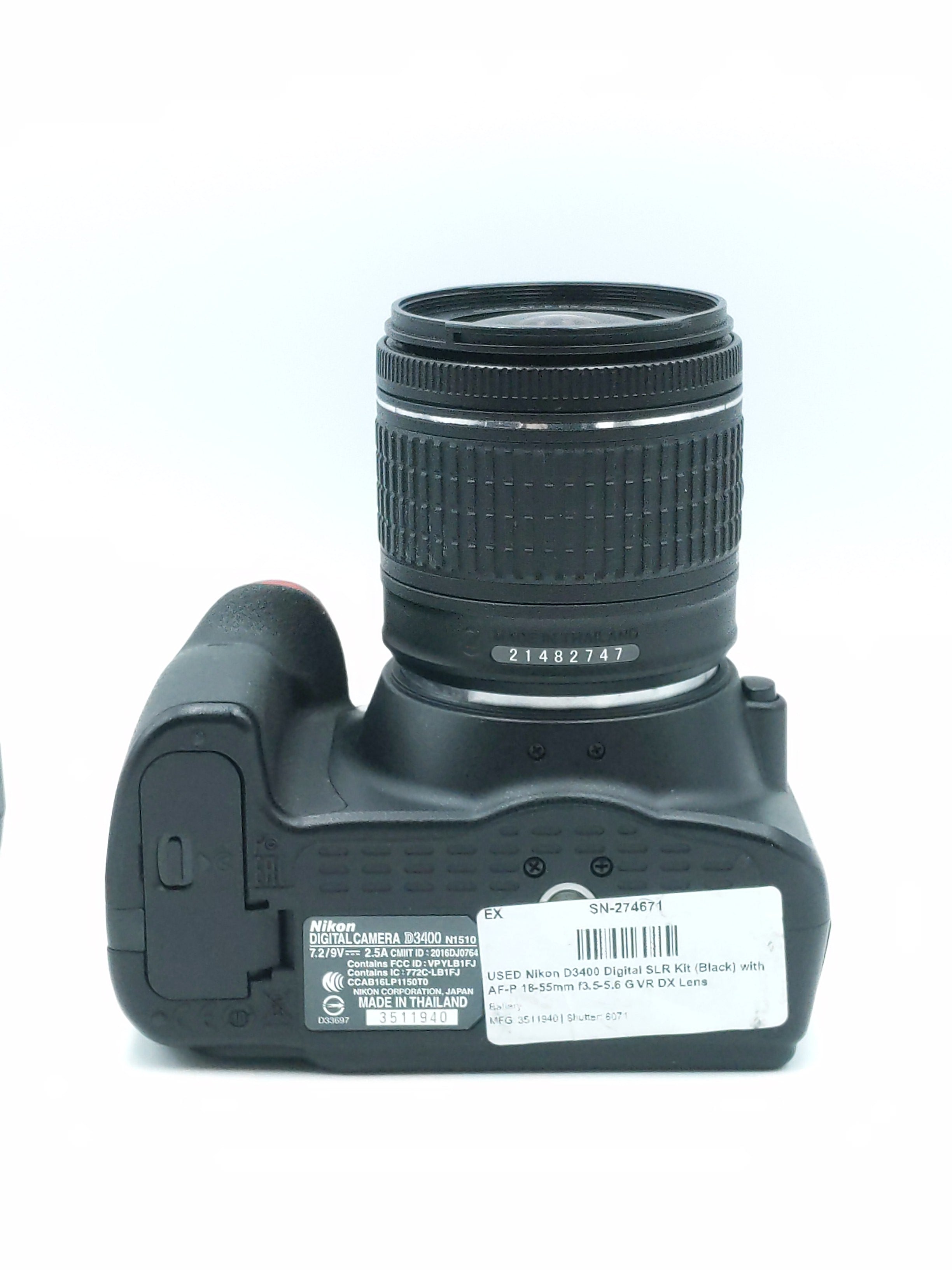 USED Nikon D3400 Digital SLR Kit (Black) with AF-P 18-55mm f3.5-5.6 G VR DX Lens