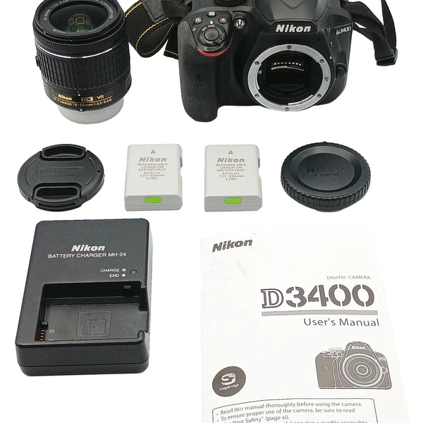 USED Nikon D3400 Digital SLR Kit (Black) w/ AF-P DX NIKKOR 18-55MM USED Nikon D3400 Digital SLR Kit (Black) w/ AF-P DX NIKKOR 18-55MM