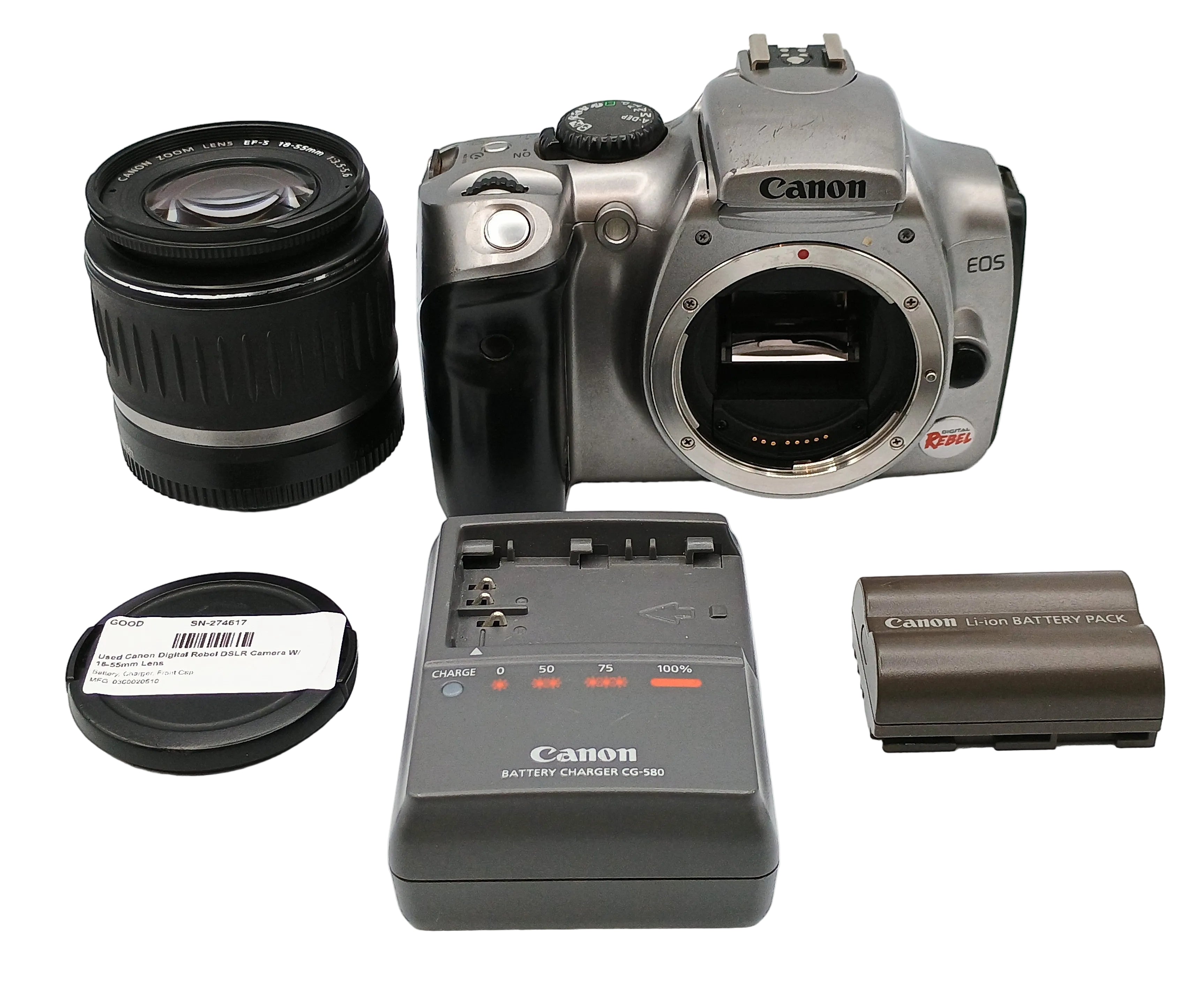 Used Canon Digital Rebel DSLR Camera W/ 18-55mm Lens