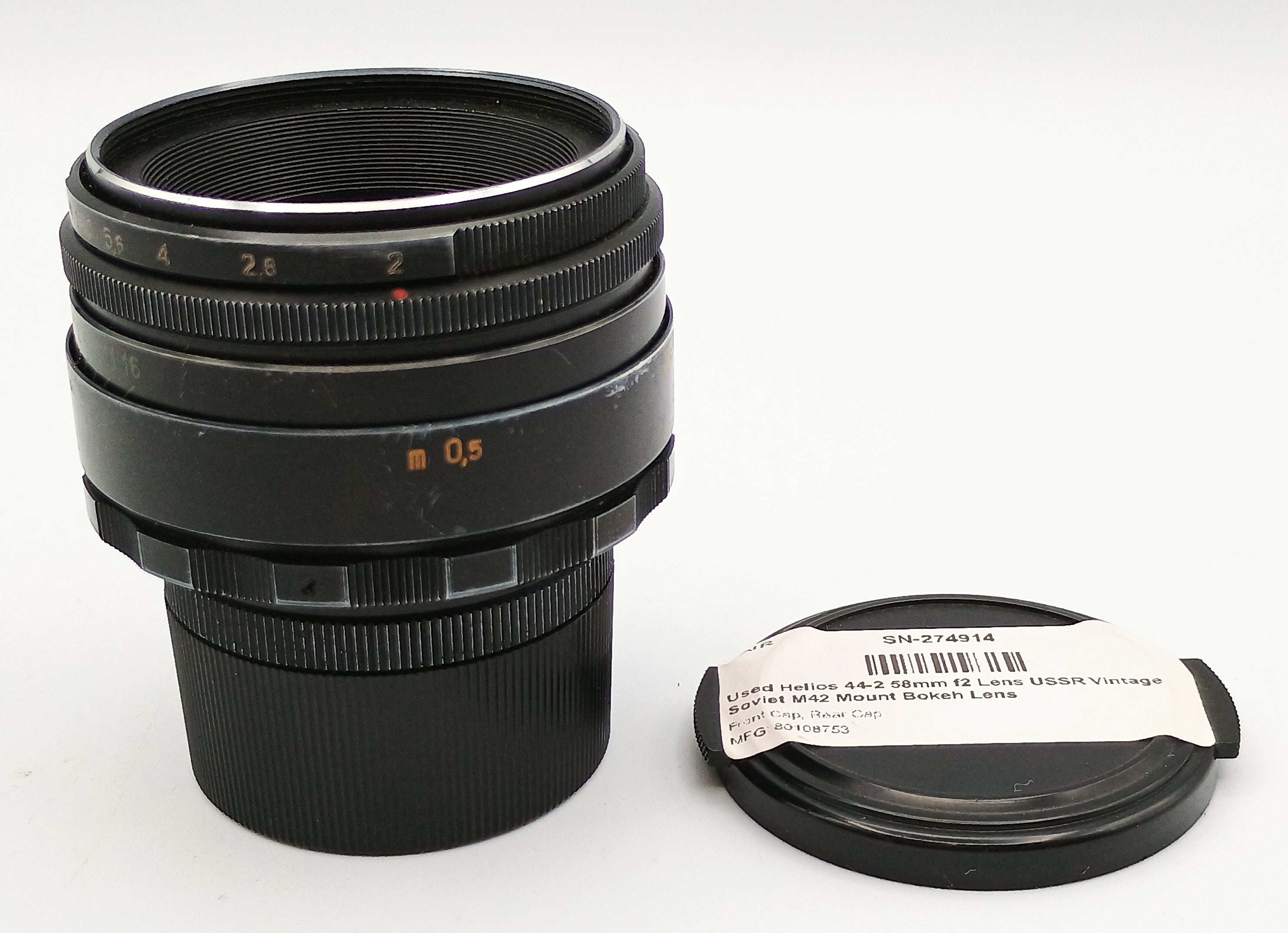 Used Helios 44-2 58mm f2 Lens USSR Vintage Soviet M42 Mount Bokeh Lens
