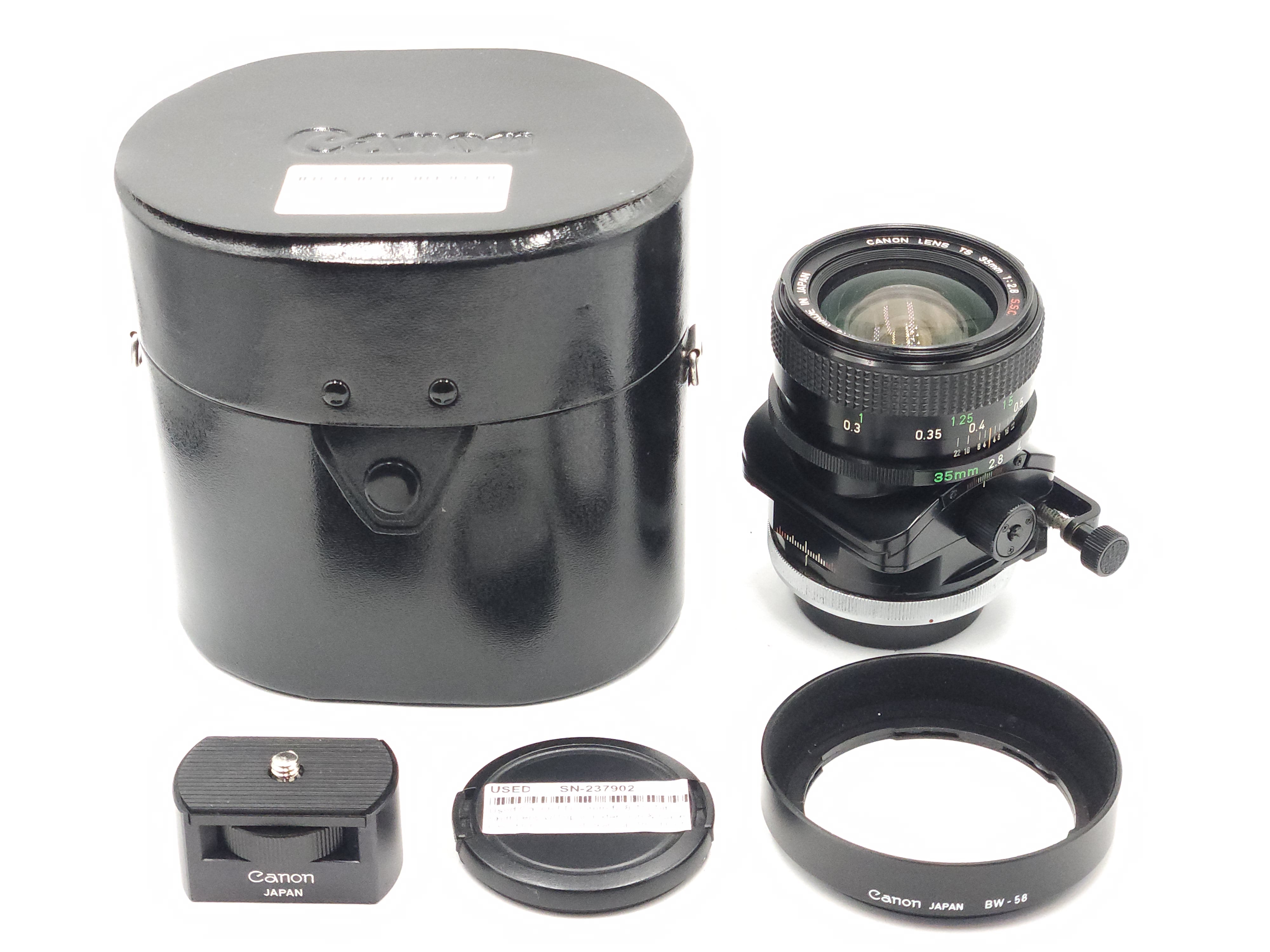 Used Canon FD 35mm f2.8 TS Tilt-Shift Lens w/Tripod Extension & Case