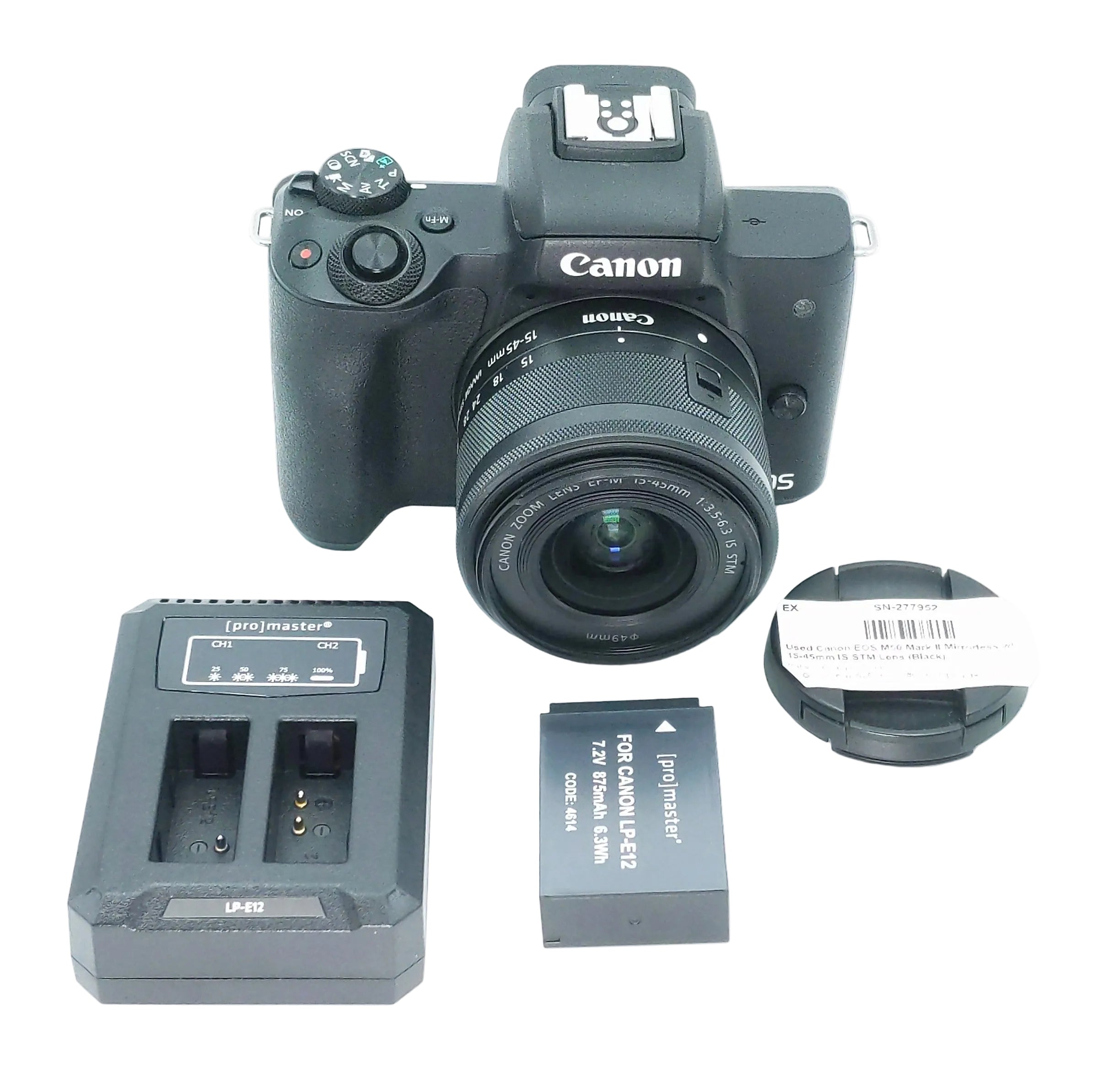 Used Canon EOS M50 Mark II Mirrorless w/ 15-45mm IS STM Lens (Black)