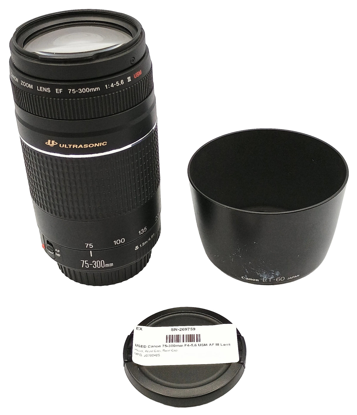USED Canon 75-300mm F4-5.6 USM AF III Lens