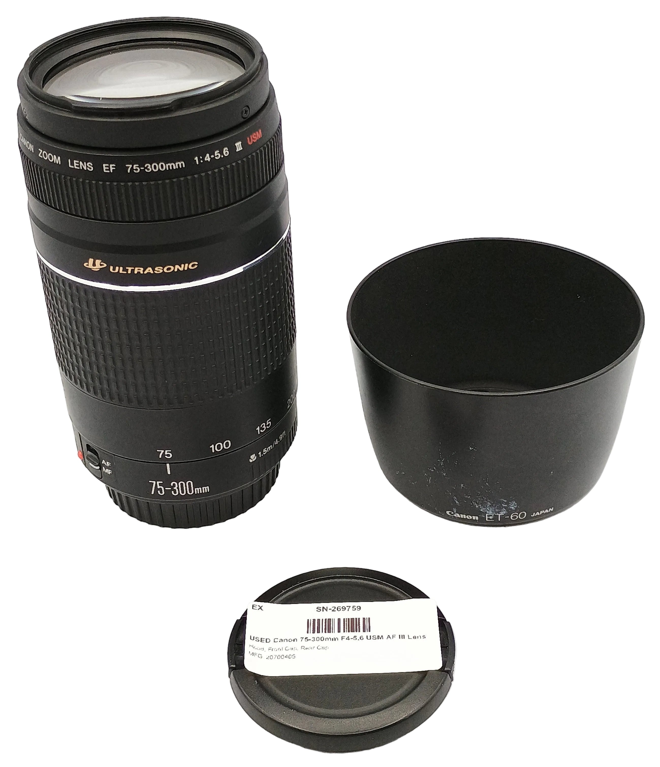USED Canon 75-300mm F4-5.6 USM AF III Lens