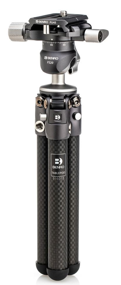 Benro Table Pod Kit Carbon Fiber Tripod and Ball Head with Quick Release Plate and Smartphone Adapter Black