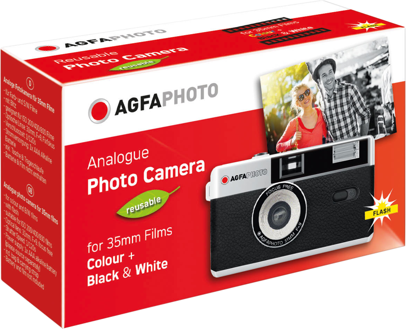 AgfaPhoto Analog 35mm Reusable Film Camera (Black)