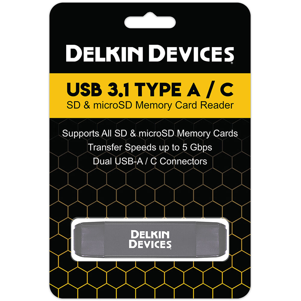 Delkin Devices USB 3.2 Gen 1 SD & microSD Memory Card Reader (USB-C / USB-A)